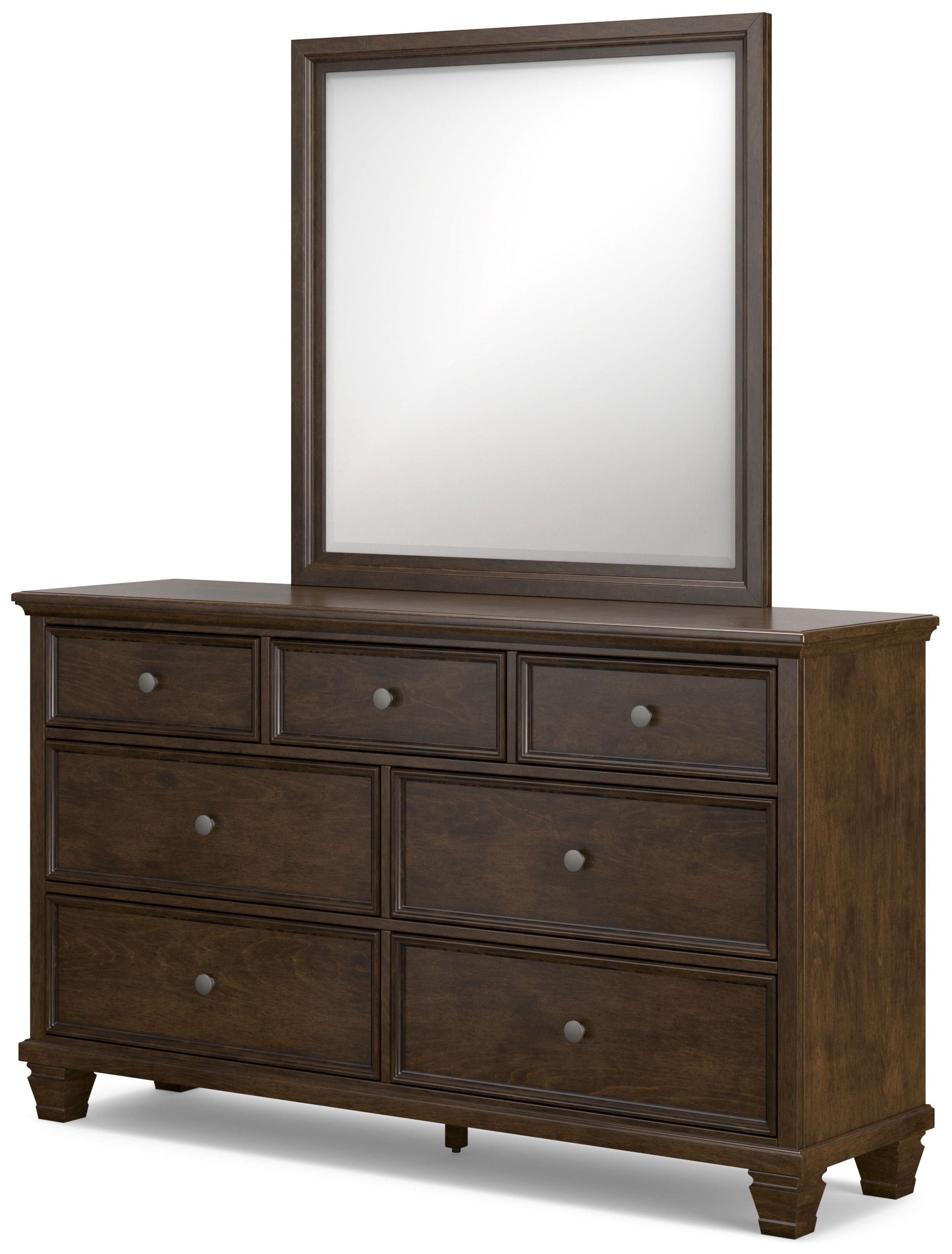 brown mirrored dresser Ashley Danabrin 7 Drawer and Mirror, out tray behind the bottom drawer keeps your small valuables out of sight Mirrored Dresser / 10 Drawer