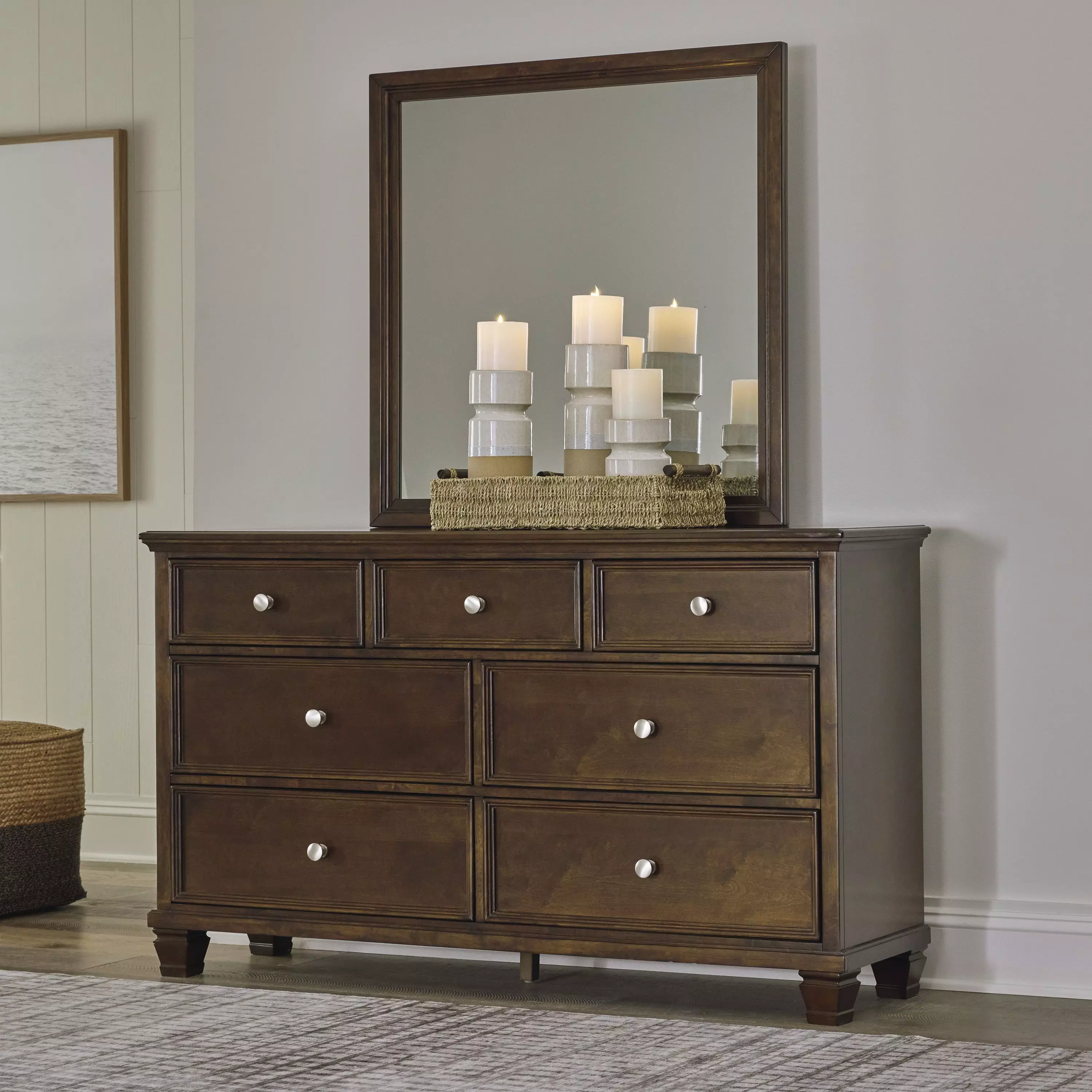 7 drawer dresser brown Ashley Danabrin and Mirror, Morgan & Co. Women's pss30 Color:White Oak Take inspiration from the