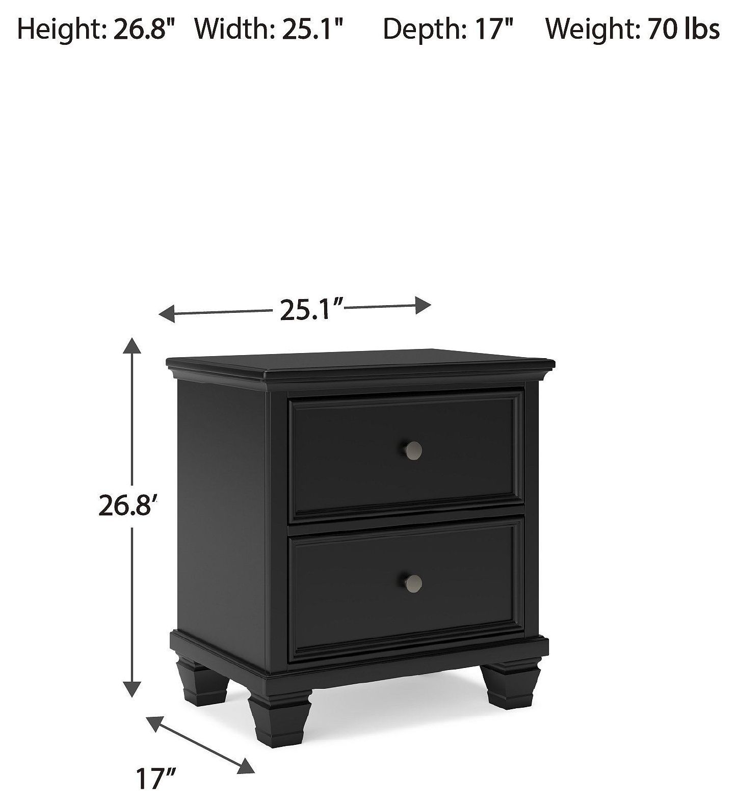 Lanolee Black Nightstand