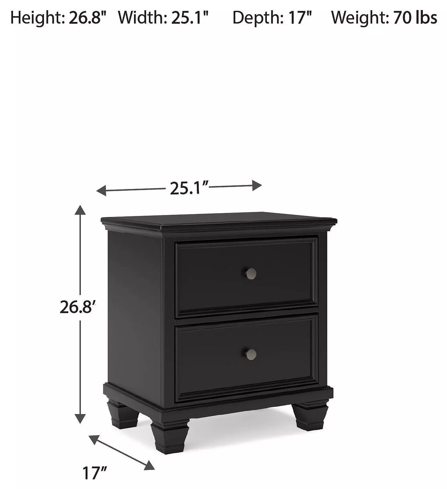 Lanolee Black Nightstand