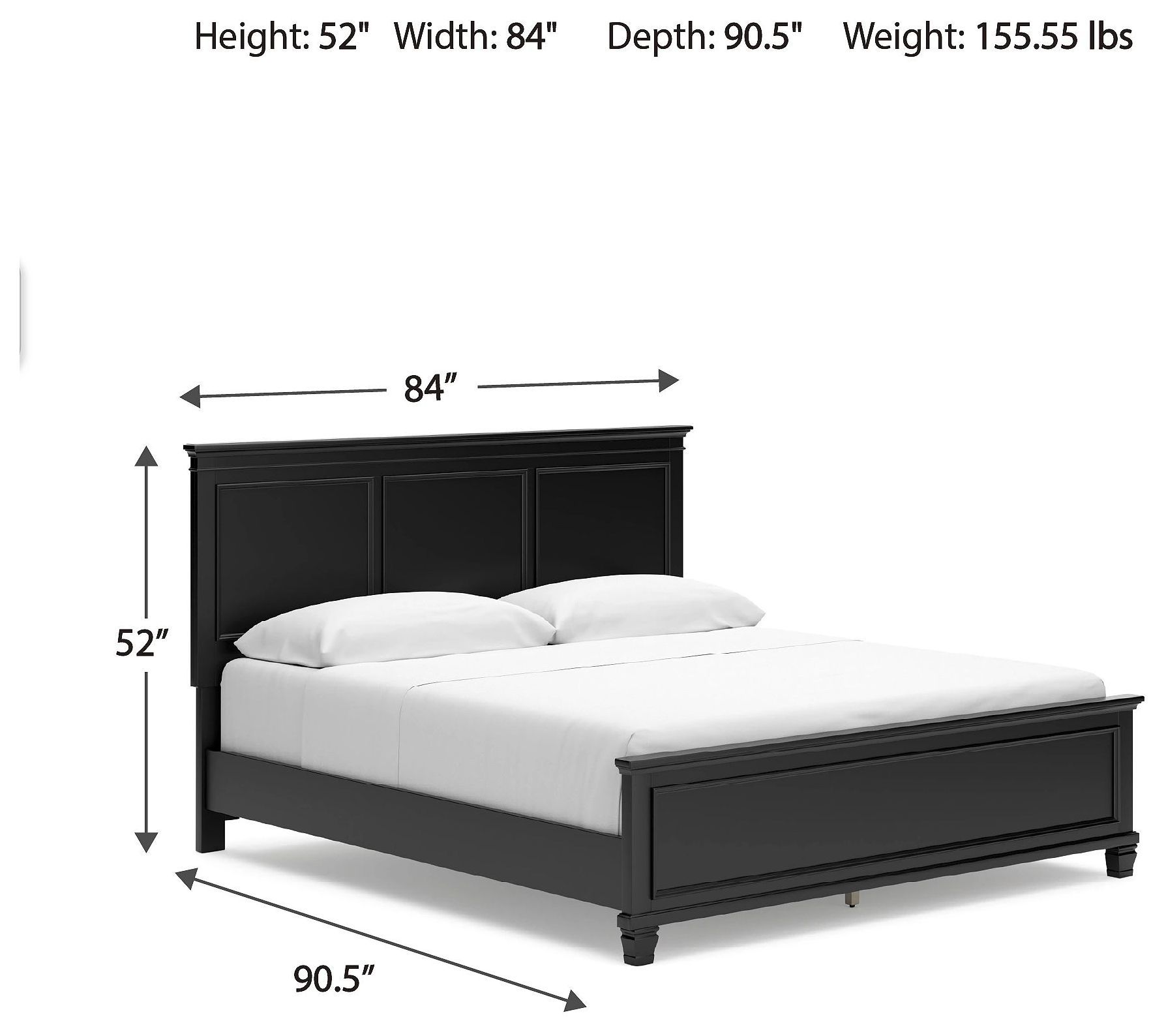 Lanolee Black California King Panel Bed