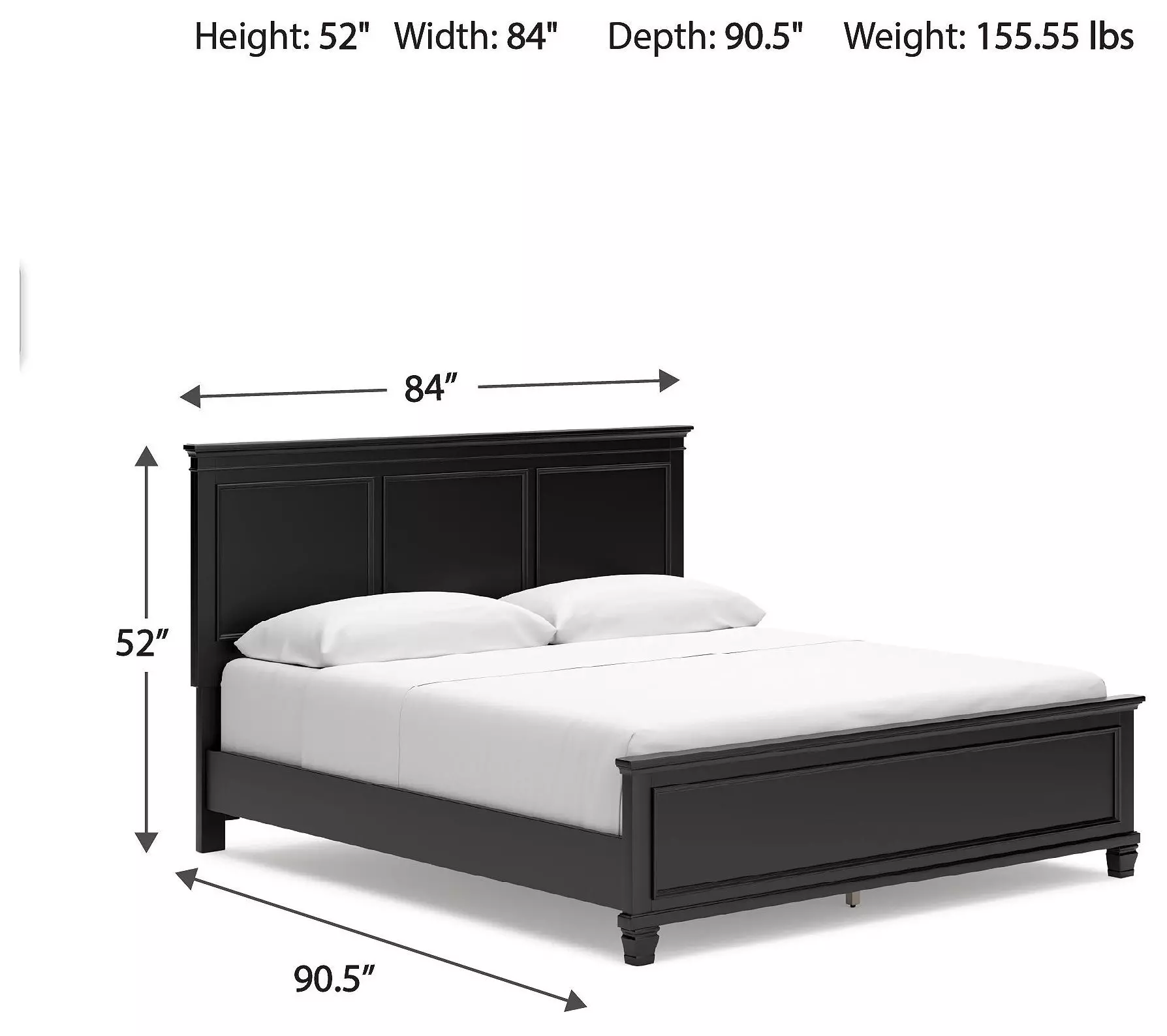 Lanolee Black California King Panel Bed