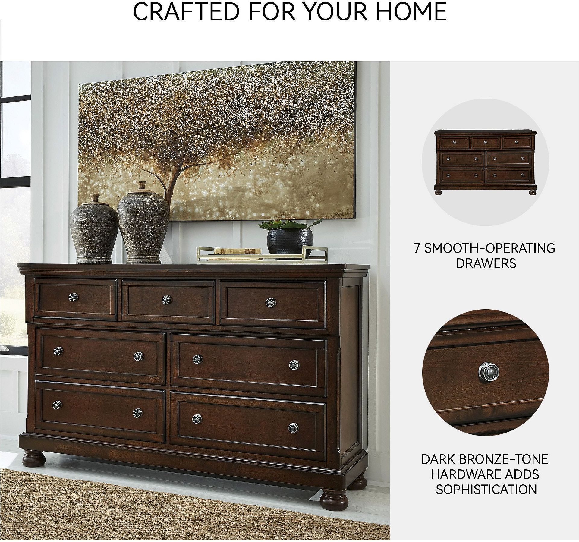long dark brown dresser The Porter Rustic Brown Dresser available at Wier Furniture serving Lewistown, MT and surrounding areas