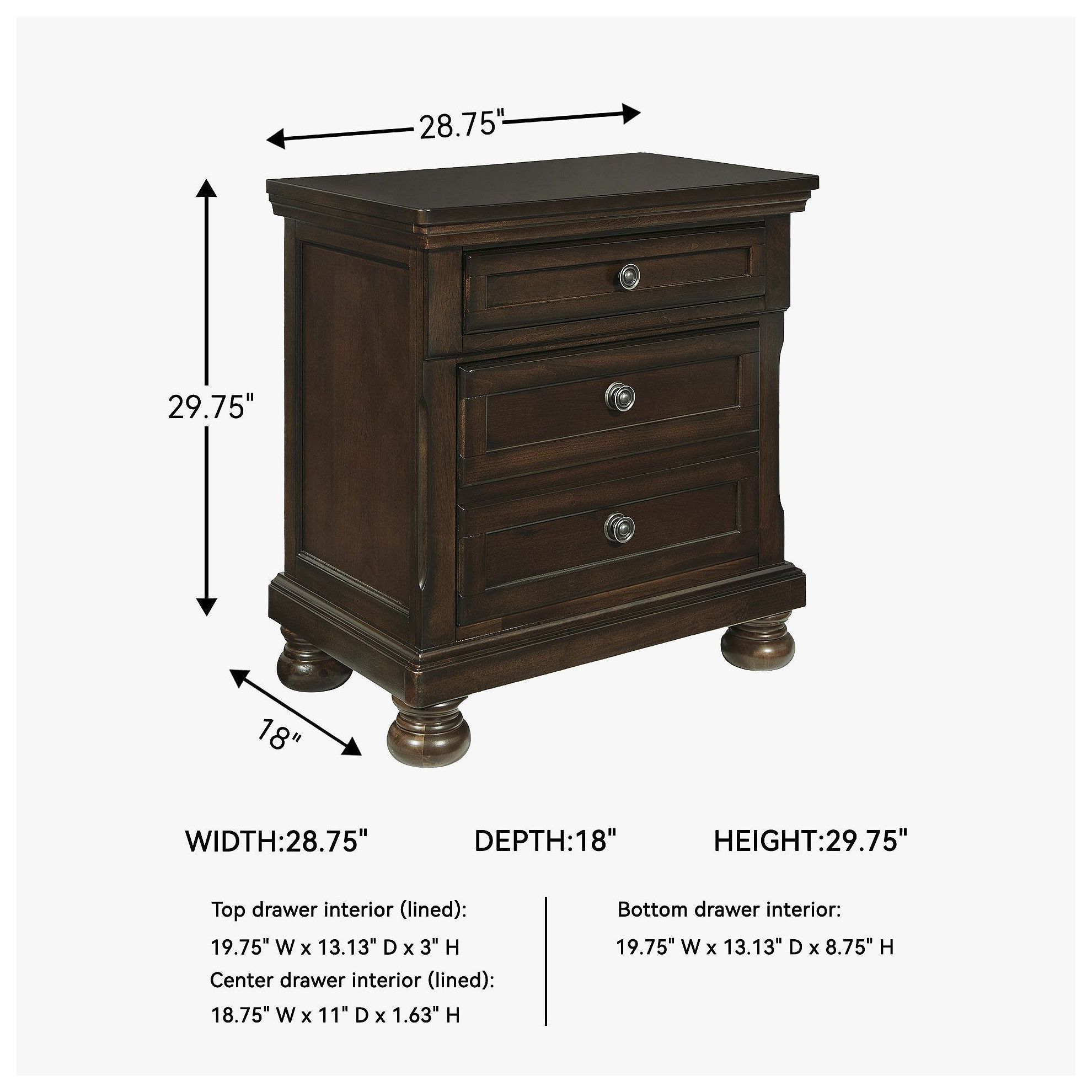 Porter Rustic Brown 2 Drawer Nightstand