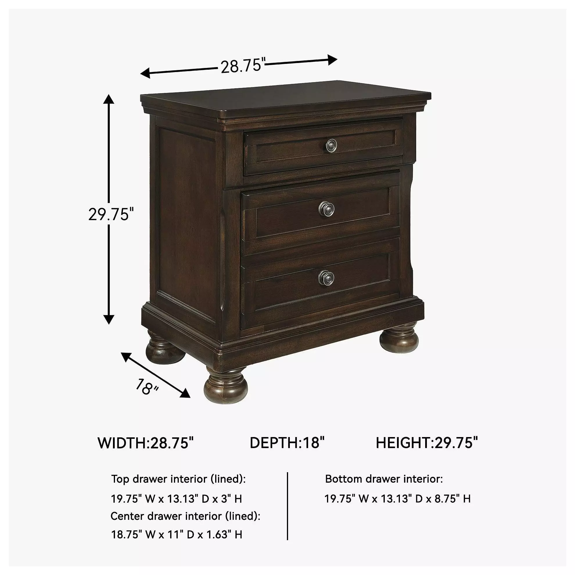 Porter Rustic Brown 2 Drawer Nightstand