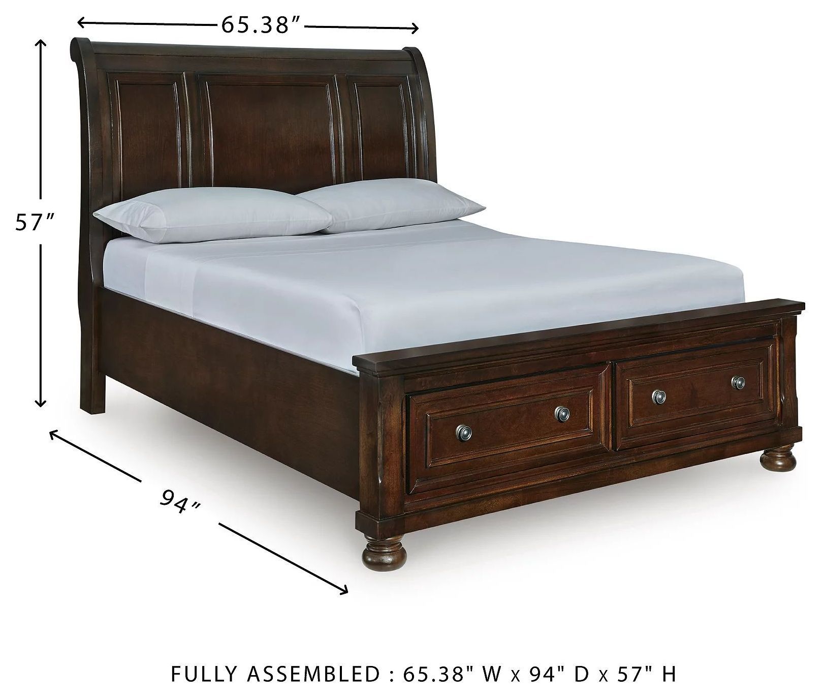 Porter Rustic Brown Sleigh Queen Storage Bed