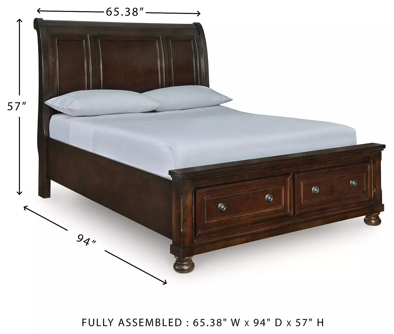 Porter Rustic Brown Sleigh Queen Storage Bed