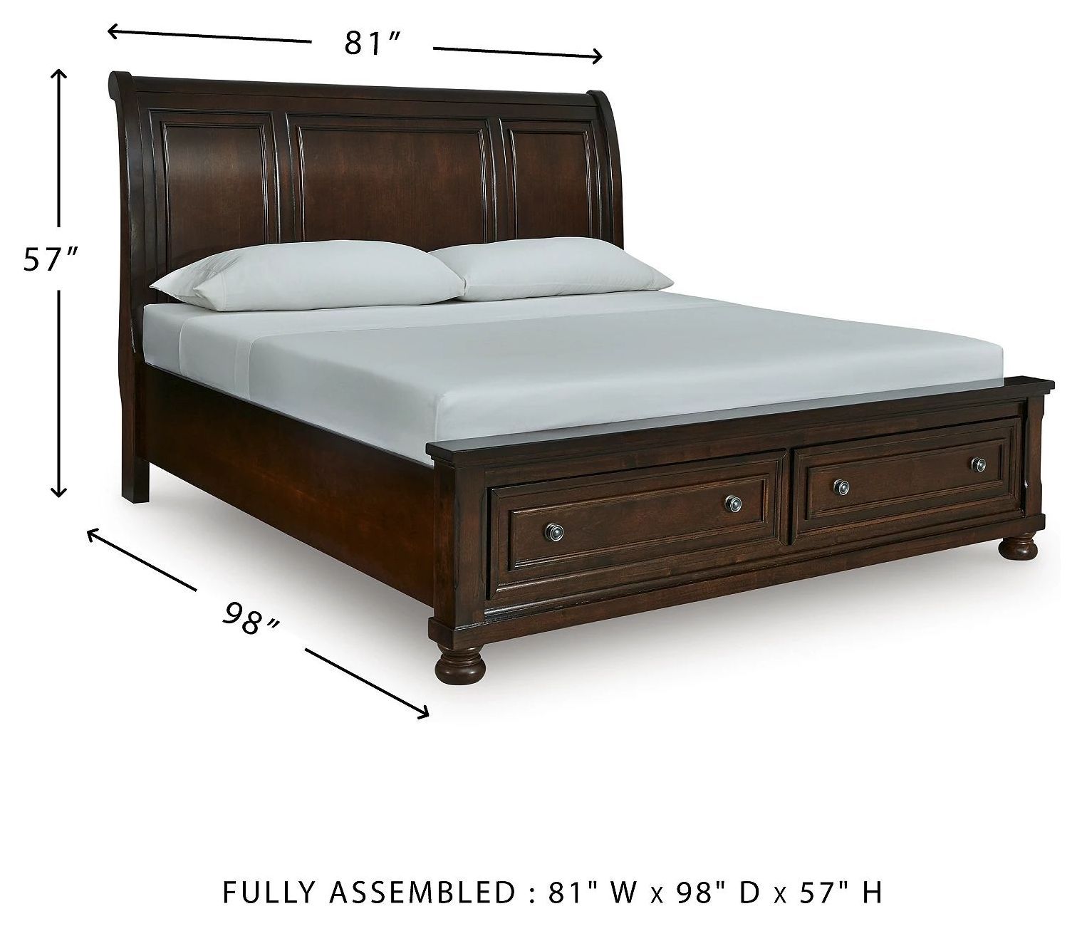 Porter Rustic Brown California King Sleigh Storage Bed