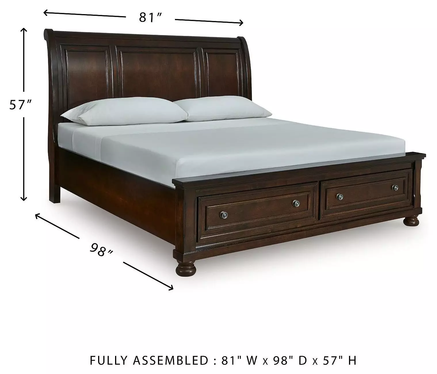 Porter Rustic Brown California King Sleigh Storage Bed
