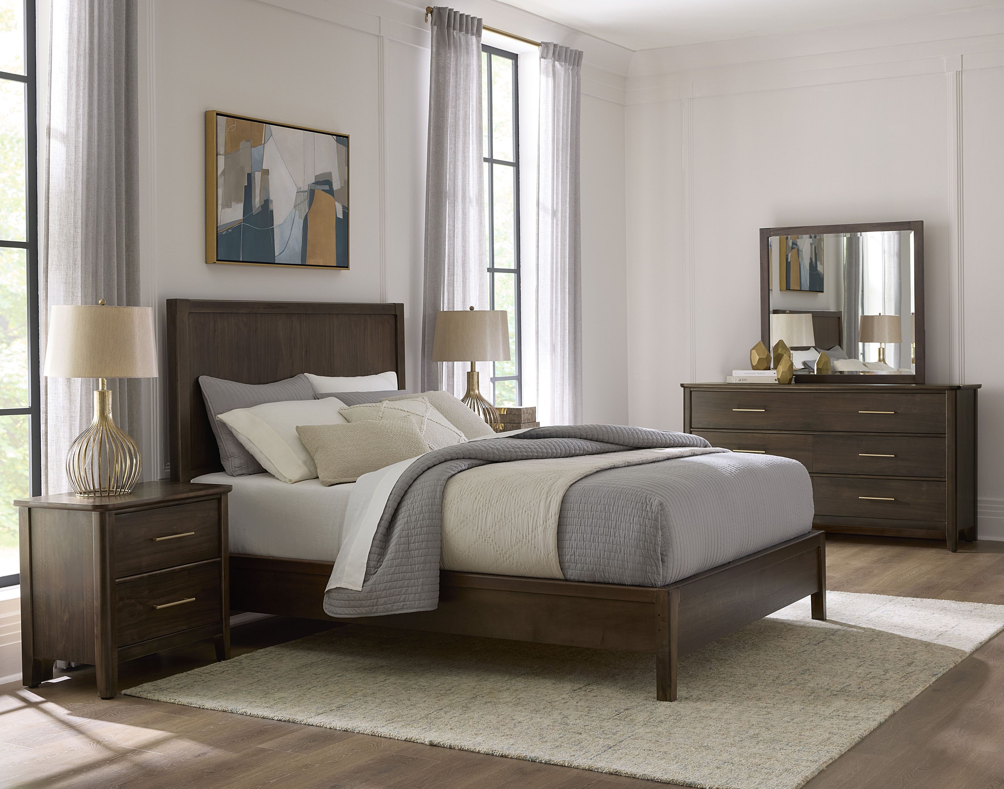 WWW_KUMIKOSHADE_TYPE1ウォールナット Nordhaven Nordic Walnut Panel Bedroom Set From Vaughan Bassett