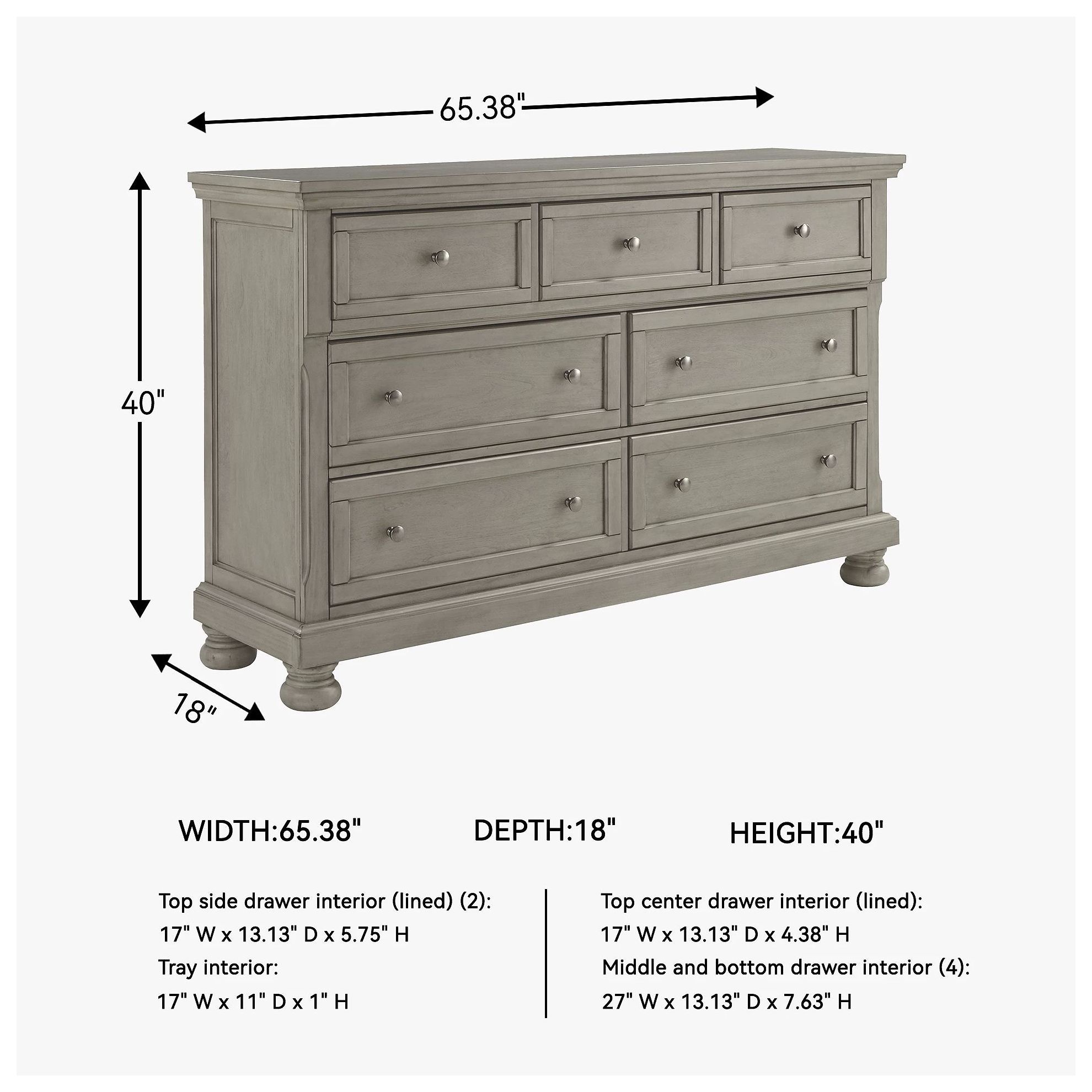 Lettner Light Gray 7 Drawer Dresser