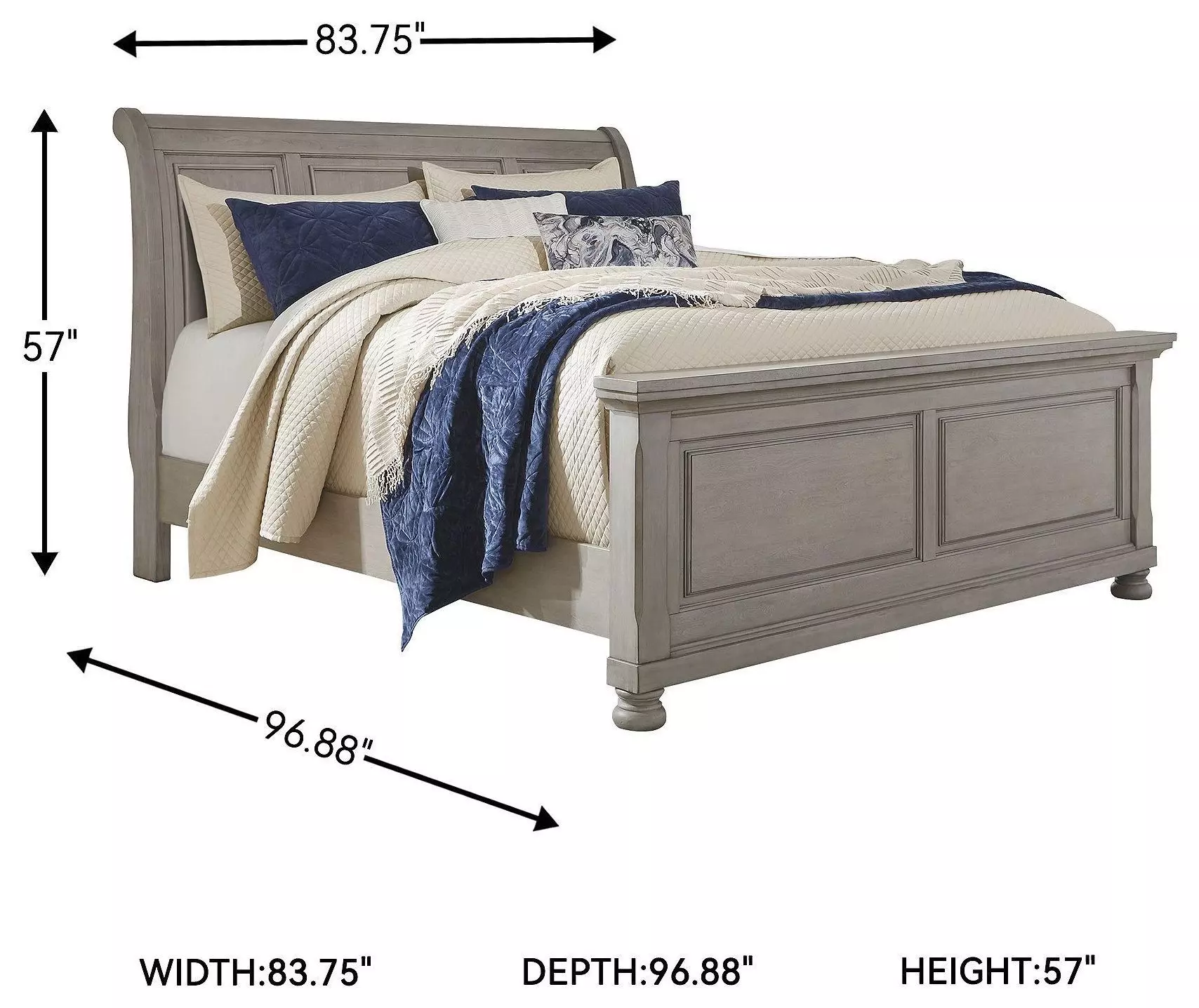 Lettner Light Gray King Sleigh Bed