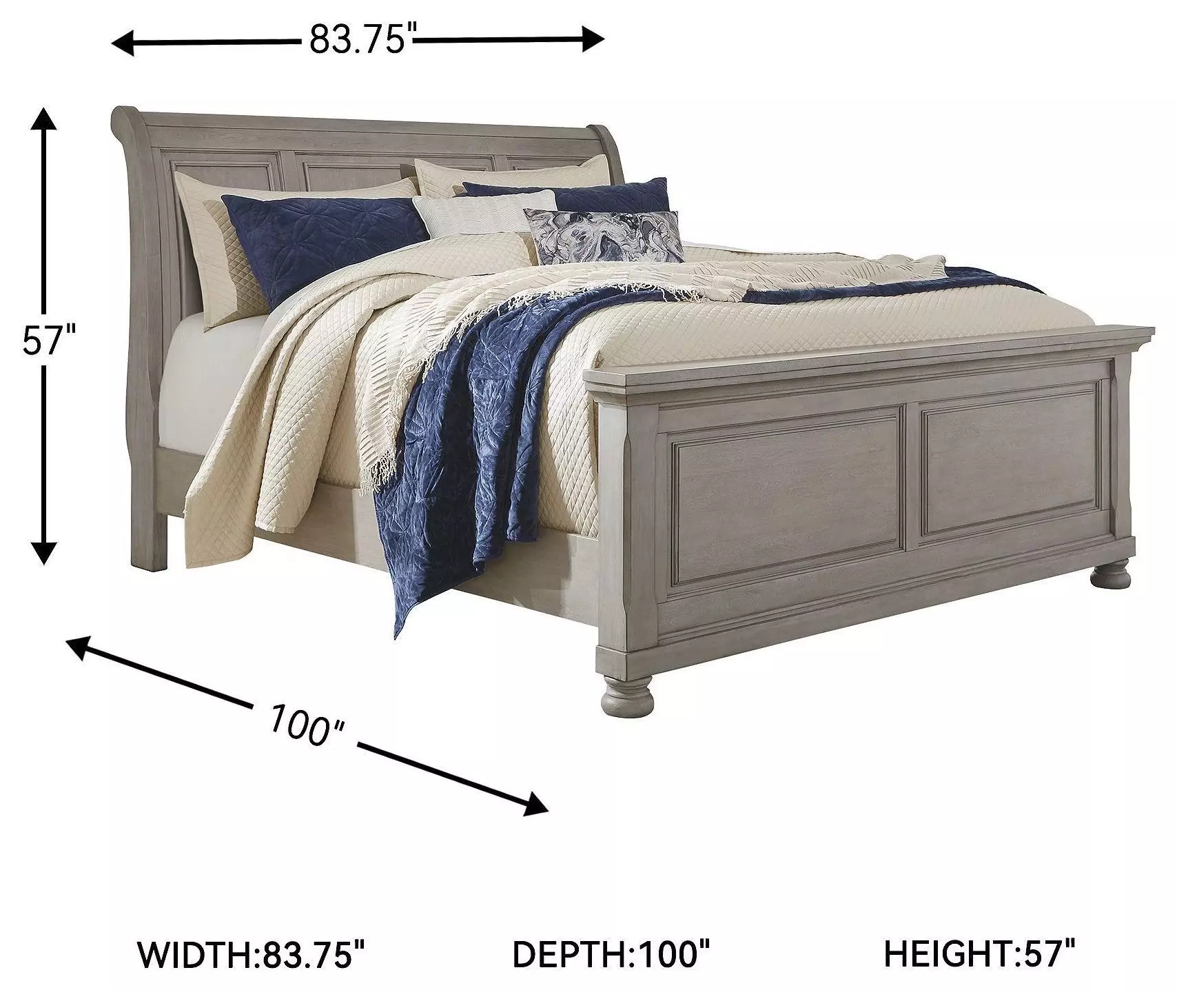 Lettner Light Gray California King Sleigh Bed