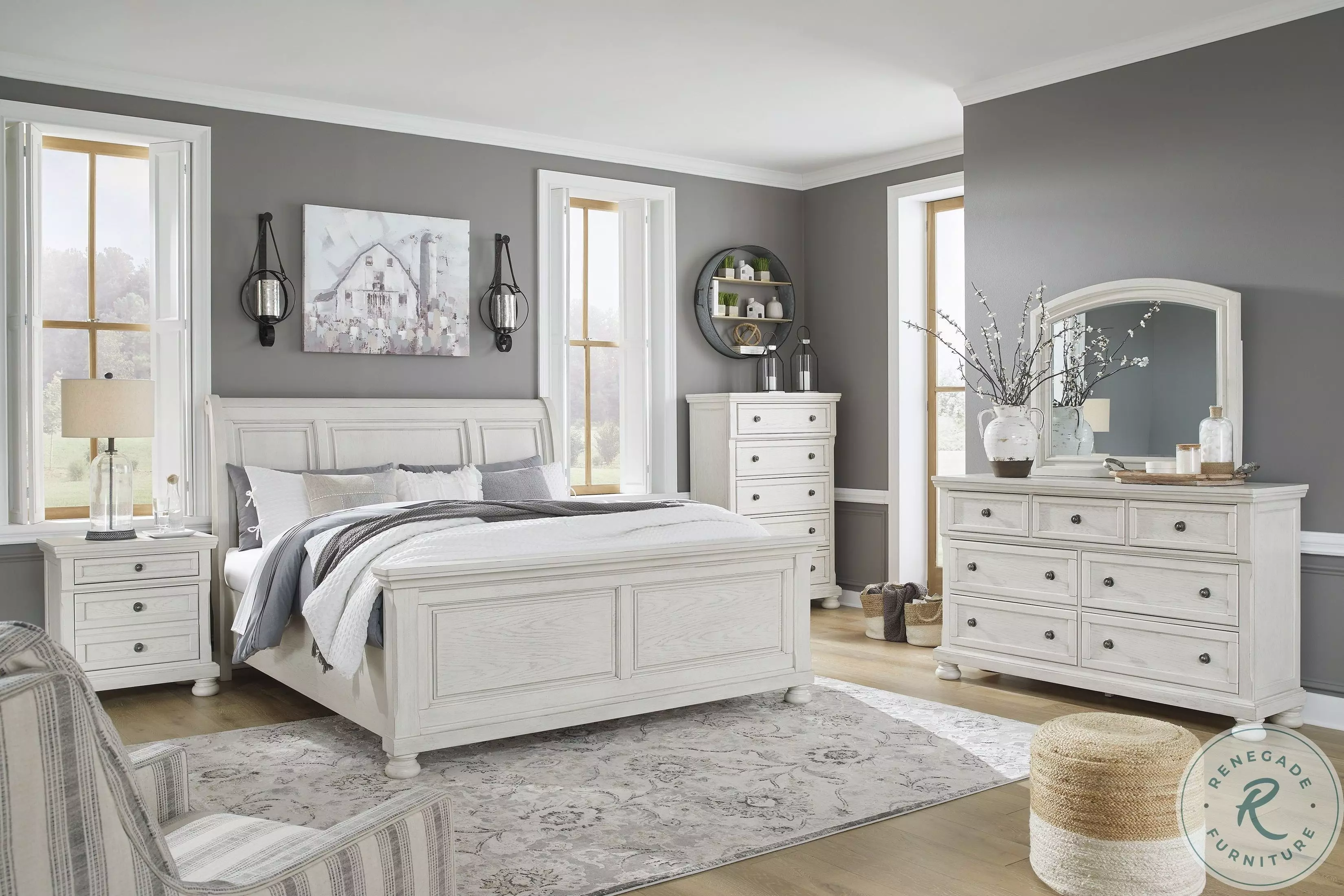 WHITE ROOM STUDIO　ウインドスクリーン Robbinsdale White Bedroom Mirror from Ashley | Coleman Furniture