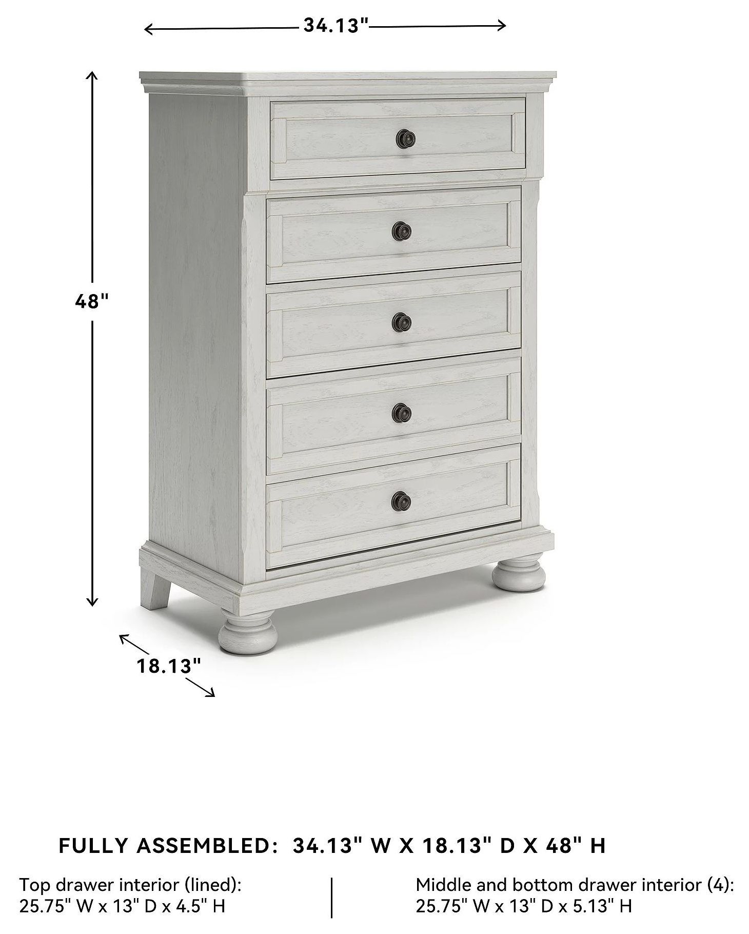 Robbinsdale Antique White Youth 5 Drawer Chest