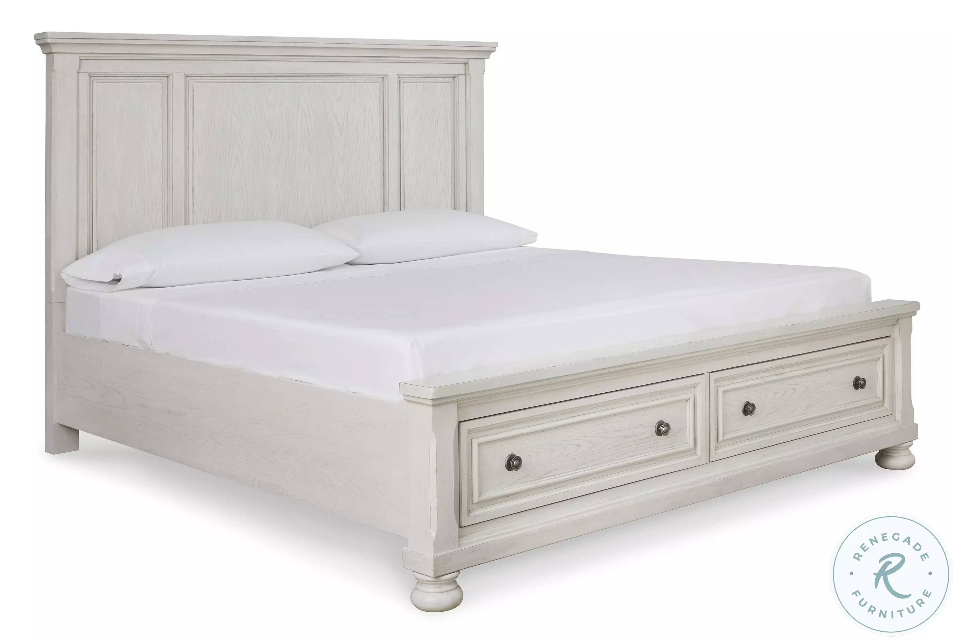 Robbinsdale Antique White King Panel Storage Bed From Ashley