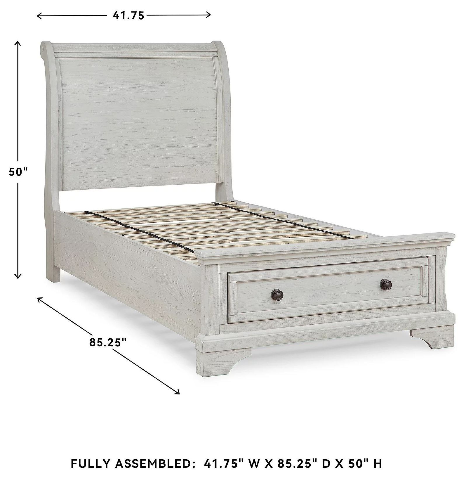 Robbinsdale Antique White Twin Sleigh Storage Bed