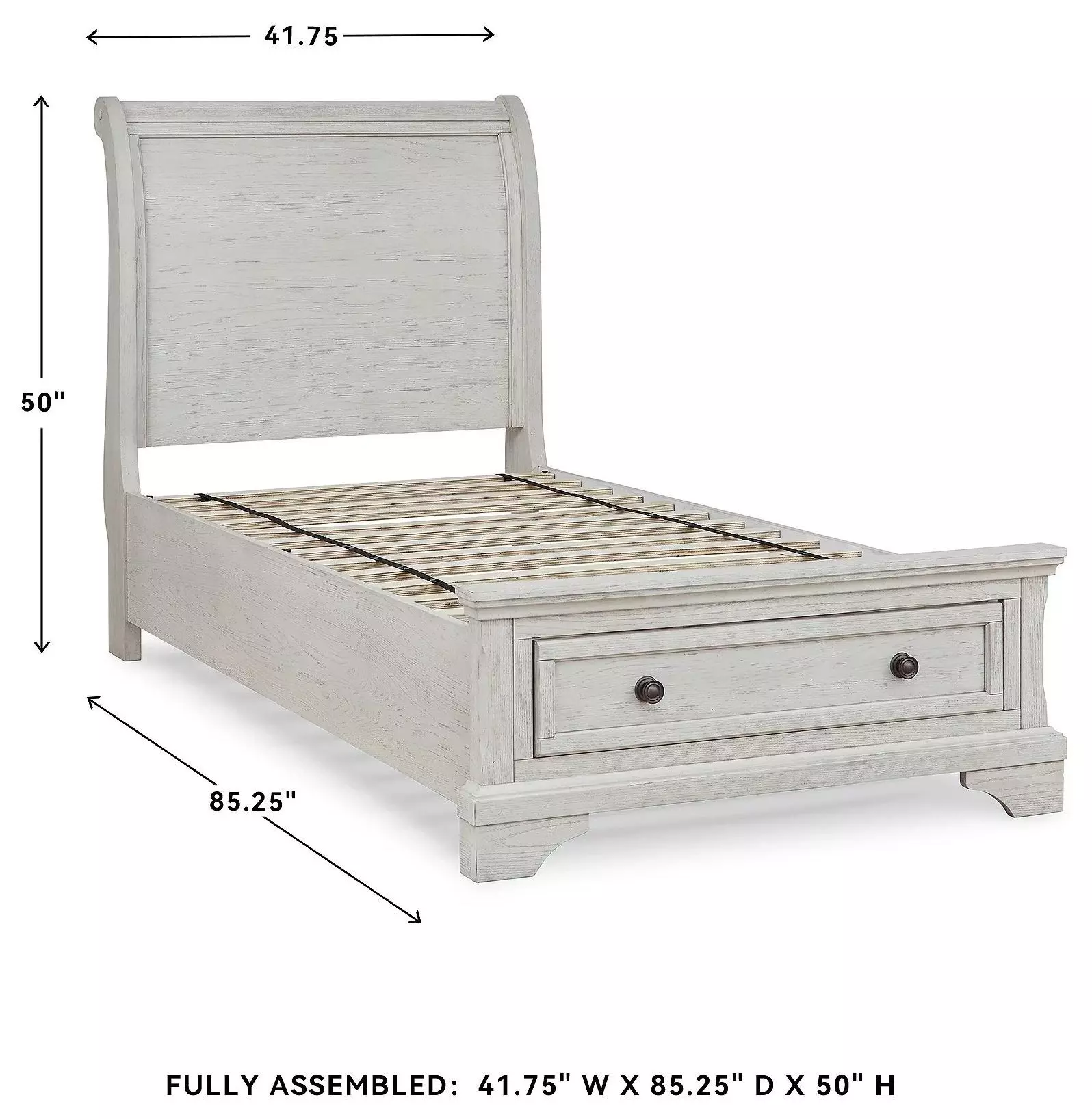 Robbinsdale Antique White Twin Sleigh Storage Bed