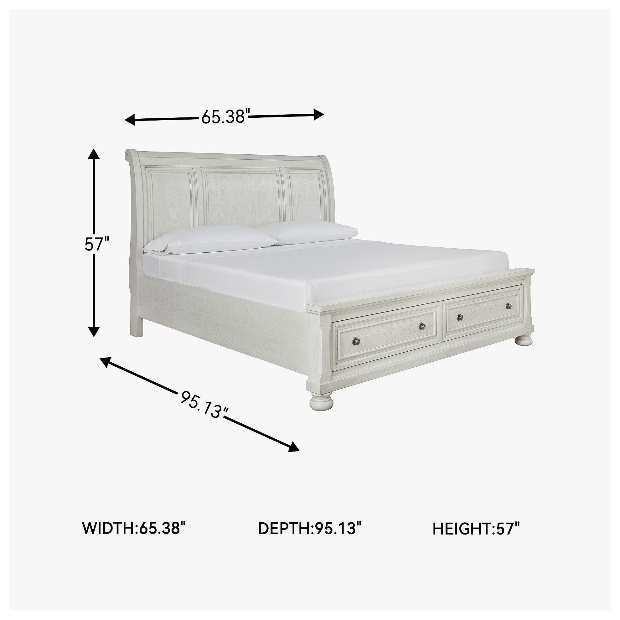 Robbinsdale Antique White Queen Sleigh Storage Bed