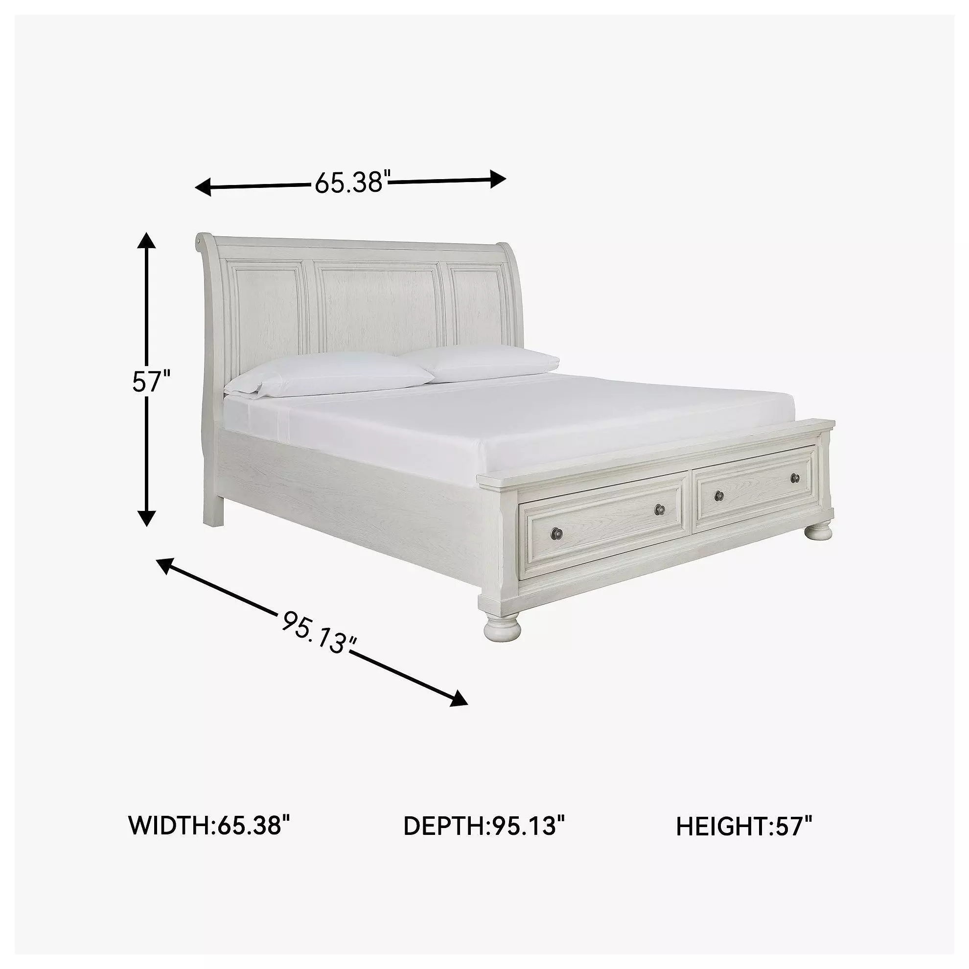 Robbinsdale Antique White Queen Sleigh Storage Bed
