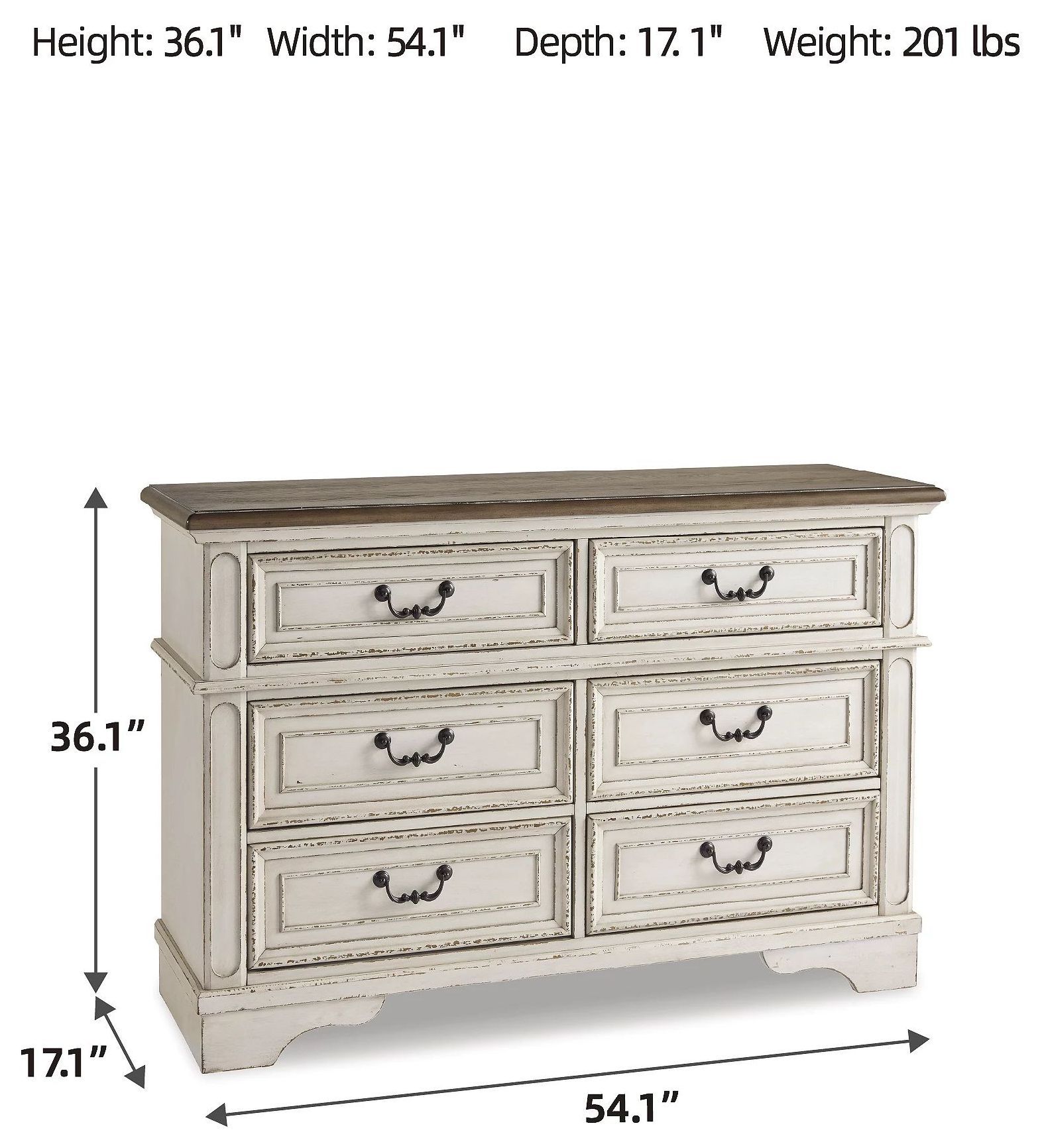 Realyn Chipped White Youth Dresser