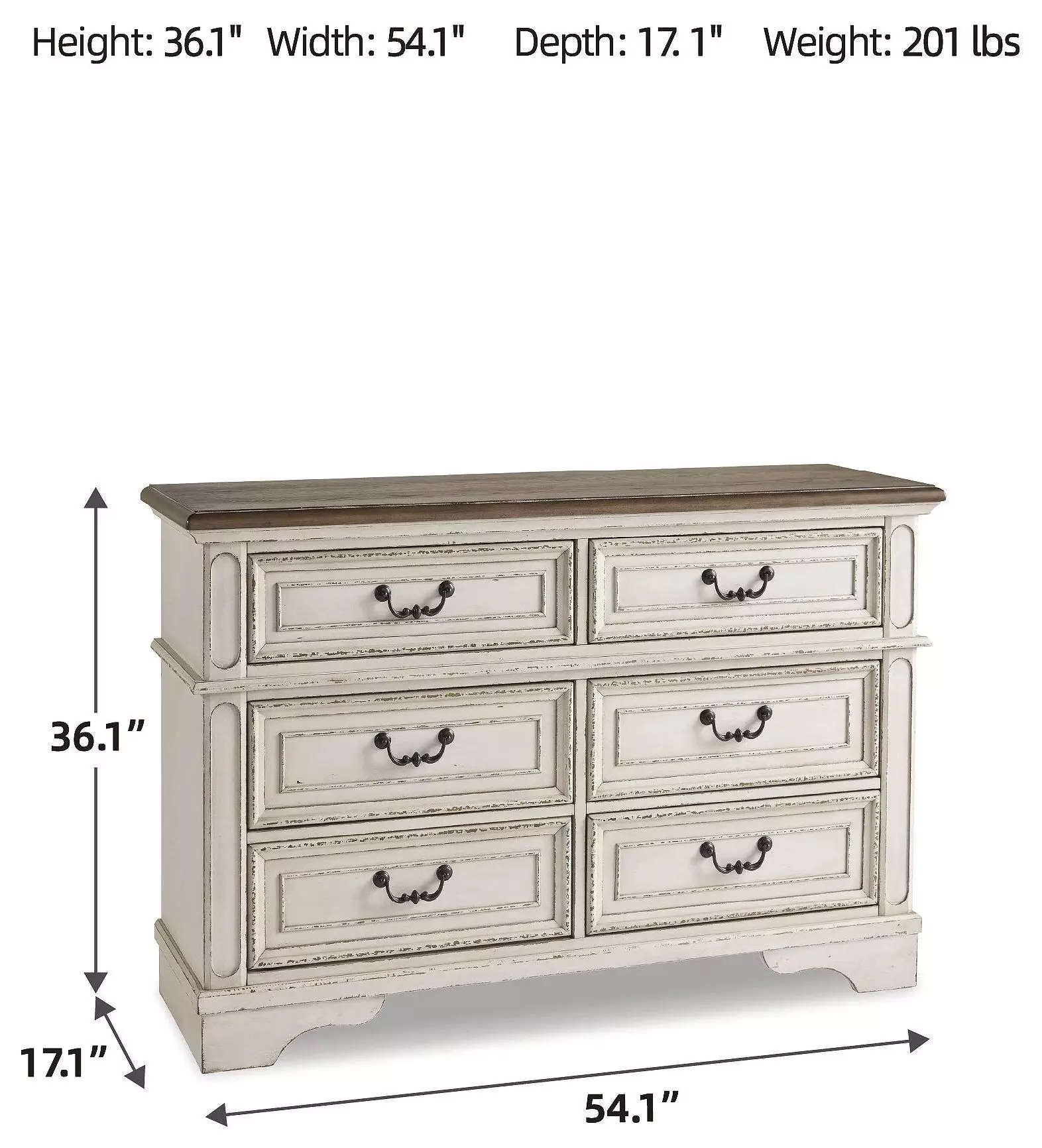 Realyn Chipped White Youth Dresser