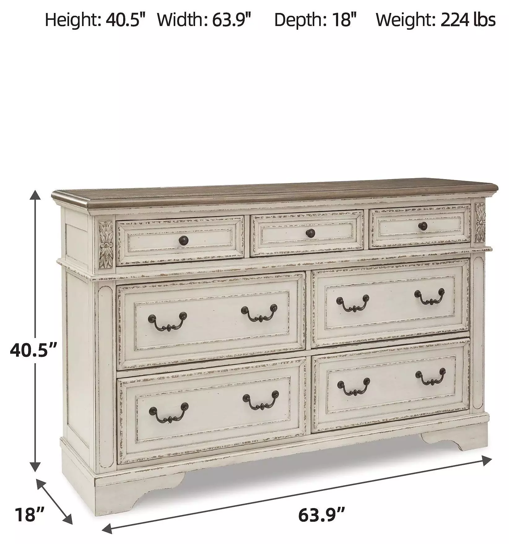 Realyn Chipped White Dresser