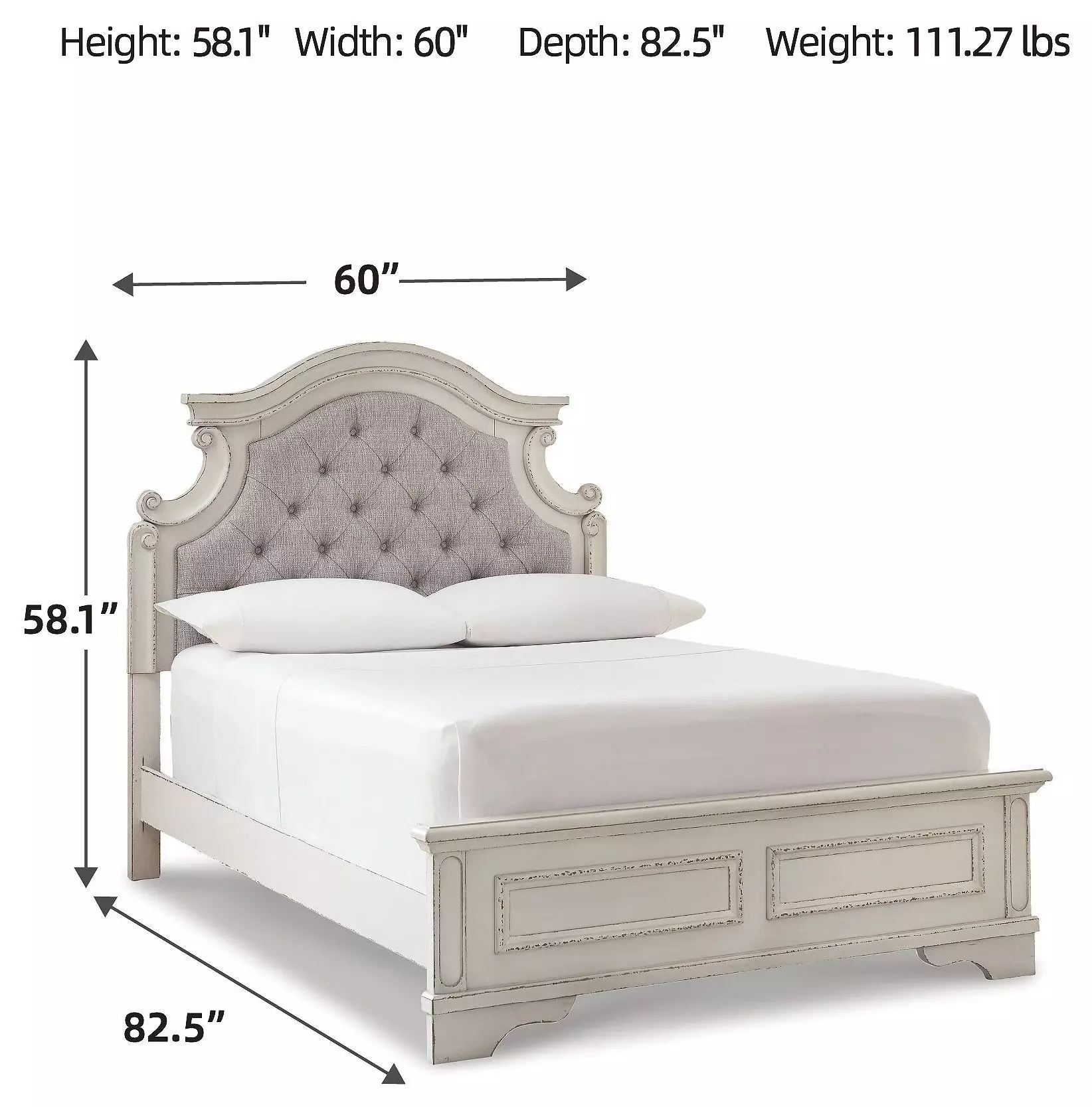 Realyn Chipped White Full Upholstered Panel Bed