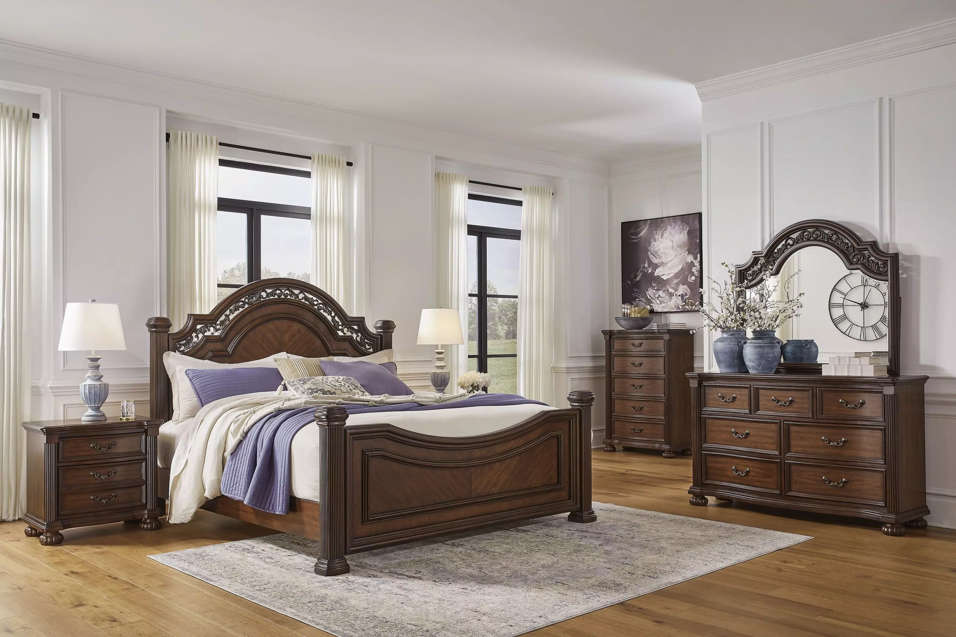 Lavinton Brown 7 Drawer Dresser and Arched Mirror From Ashley