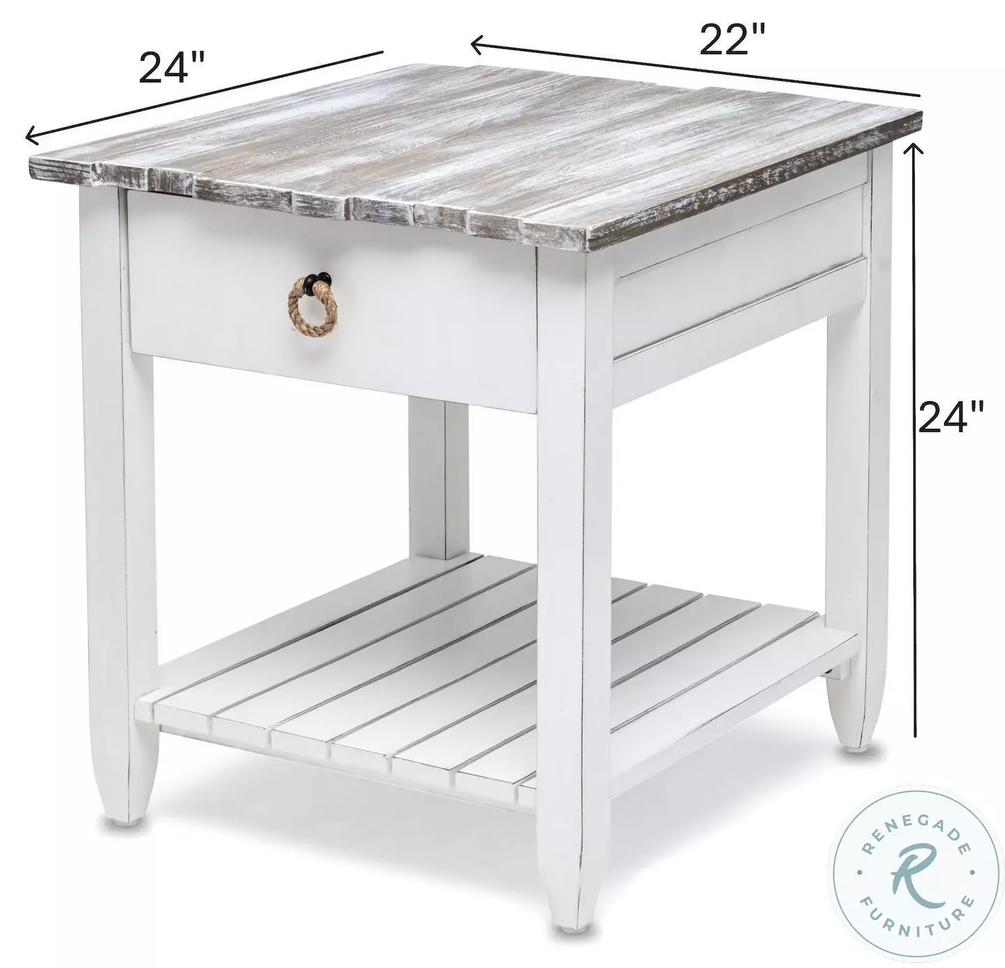Garden Gate Distressed Grey Rectangular End Table