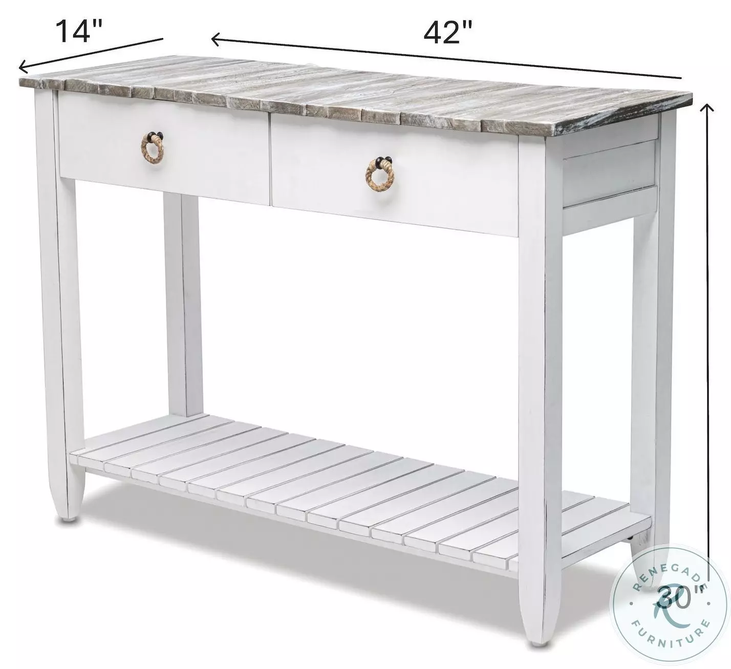 Garden Gate Distressed Grey Rectangular Console Table