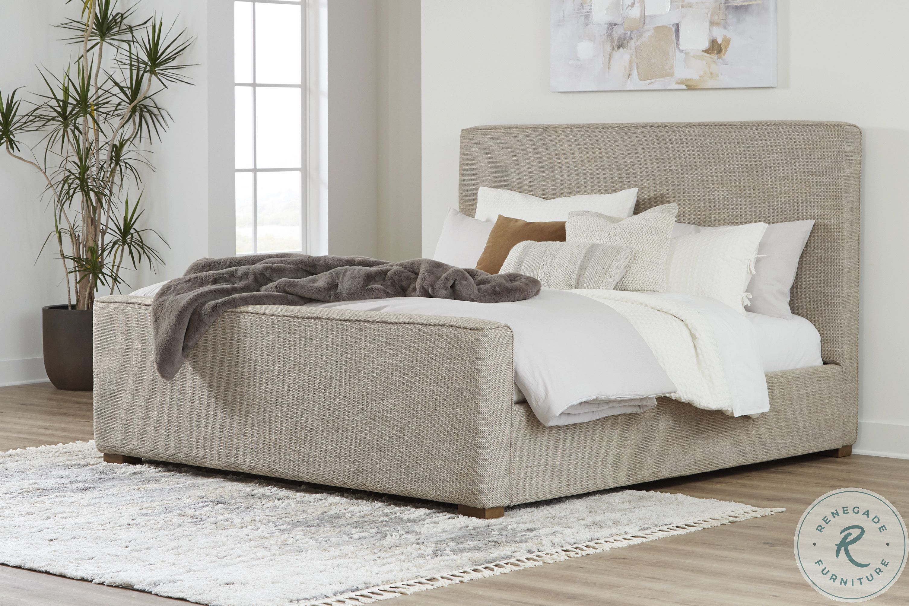 Dakmore Brown Queen Upholstered Panel Bed From Ashley Furniture | Coleman Furniture
