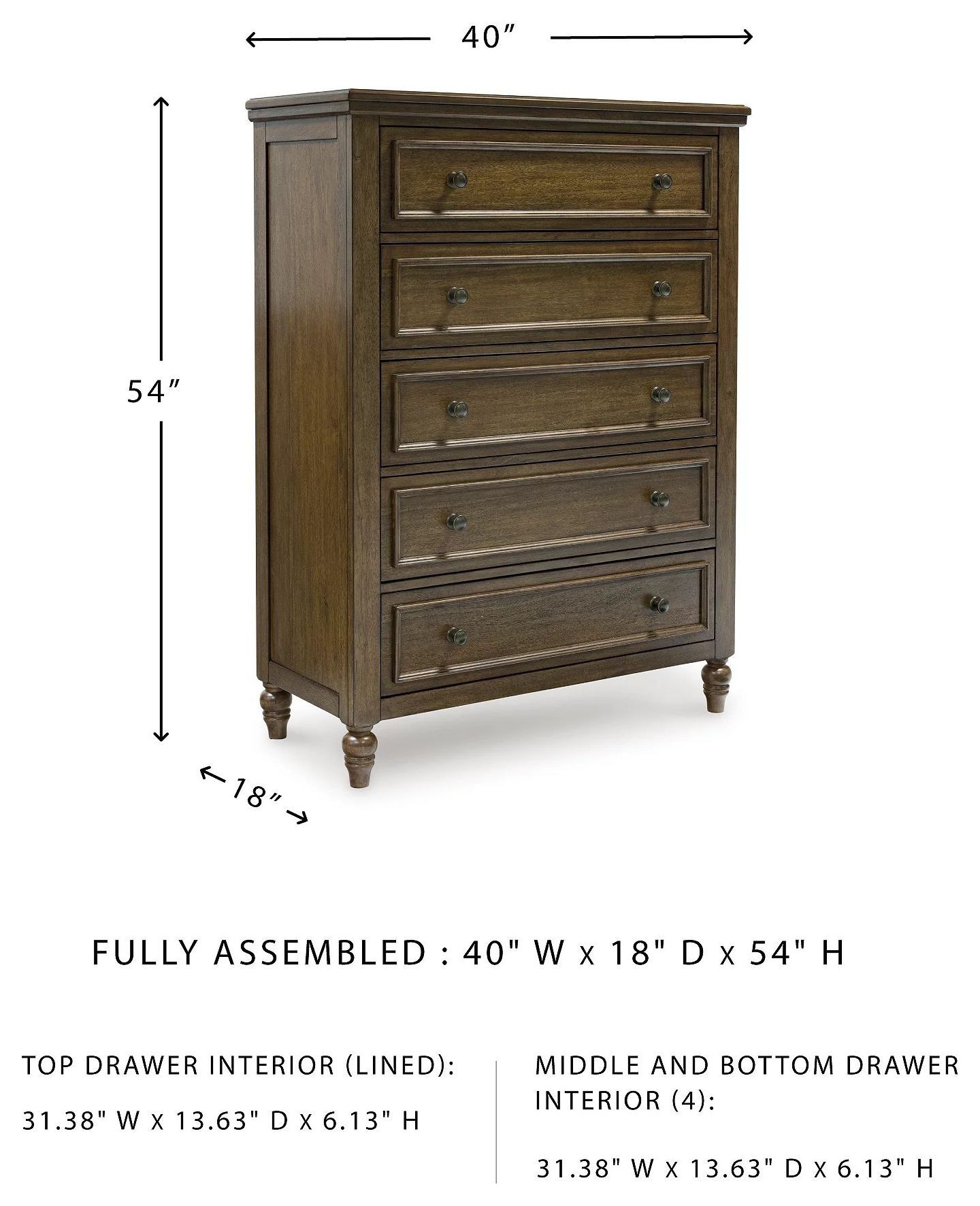 Sturlayne Brown 5 Drawer Chest