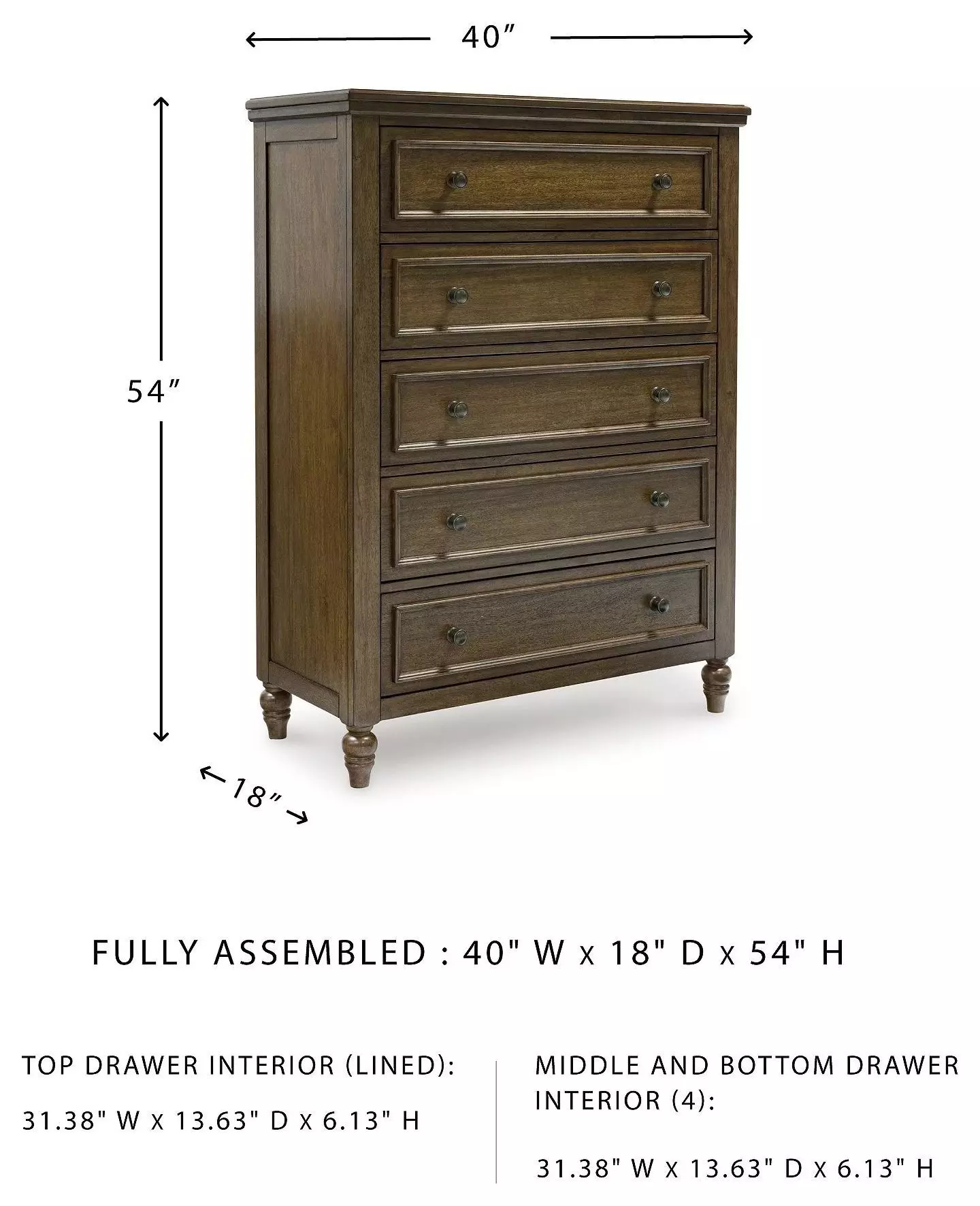 Sturlayne Brown 5 Drawer Chest