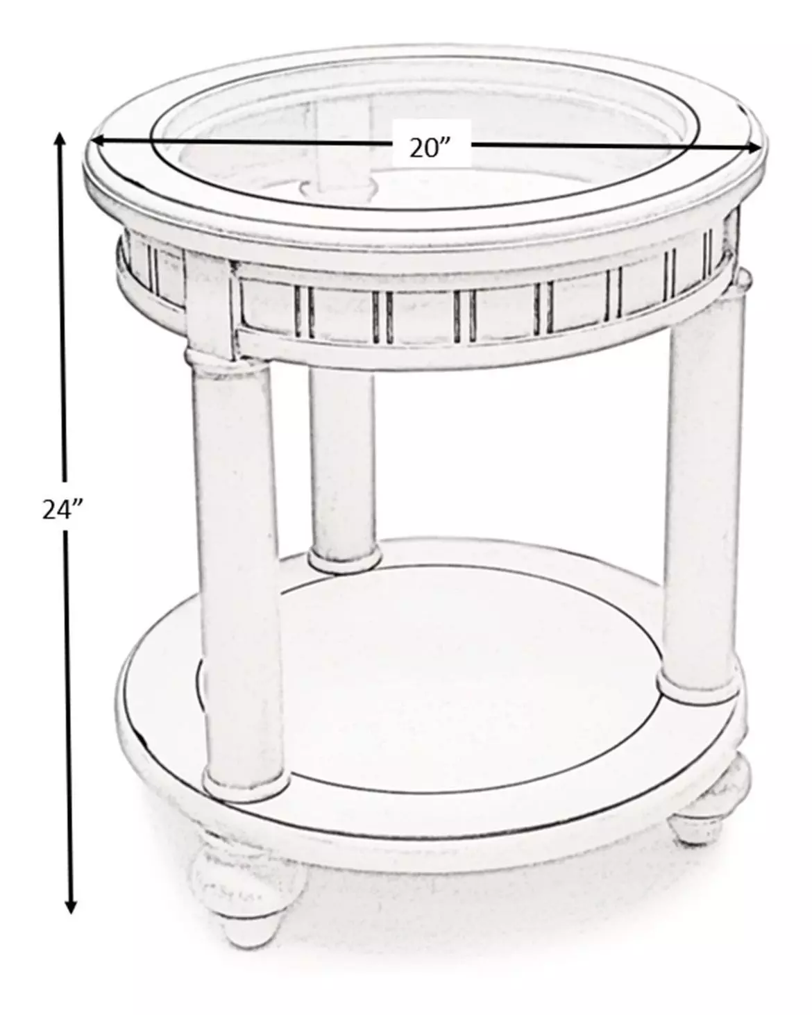 Monaco Blanc Round Glass Top End Table with Anchor Insert