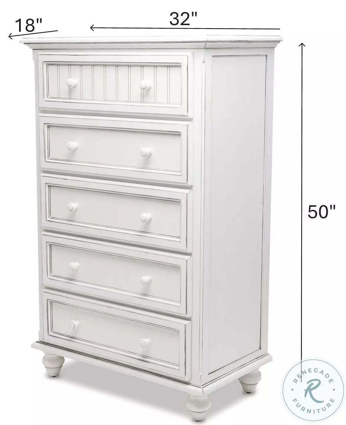 Riviera Blanc 5 Drawer Chest