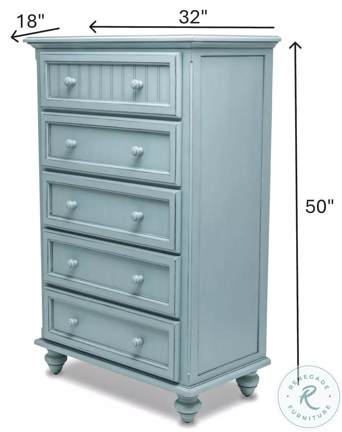 Riviera Bleu 5 Drawer Chest
