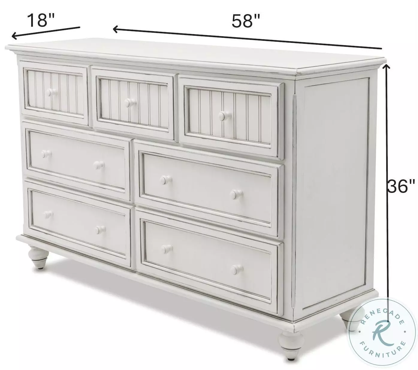 Riviera Blanc 7 Drawer Dresser
