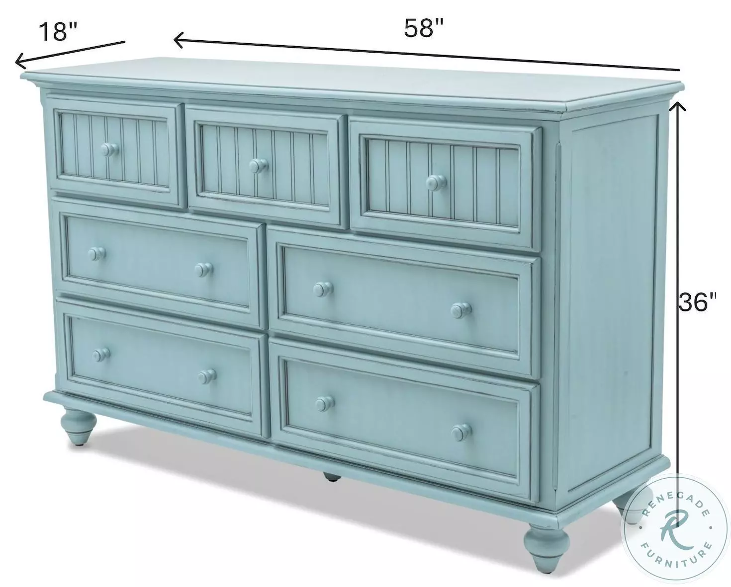Riviera Bleu 7 Drawer Dresser