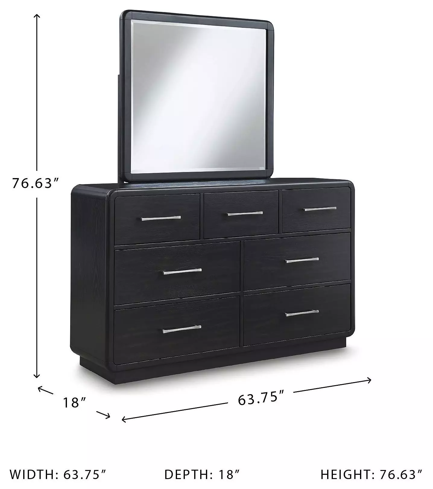 Rowanbeck Black Dresser and Mirror