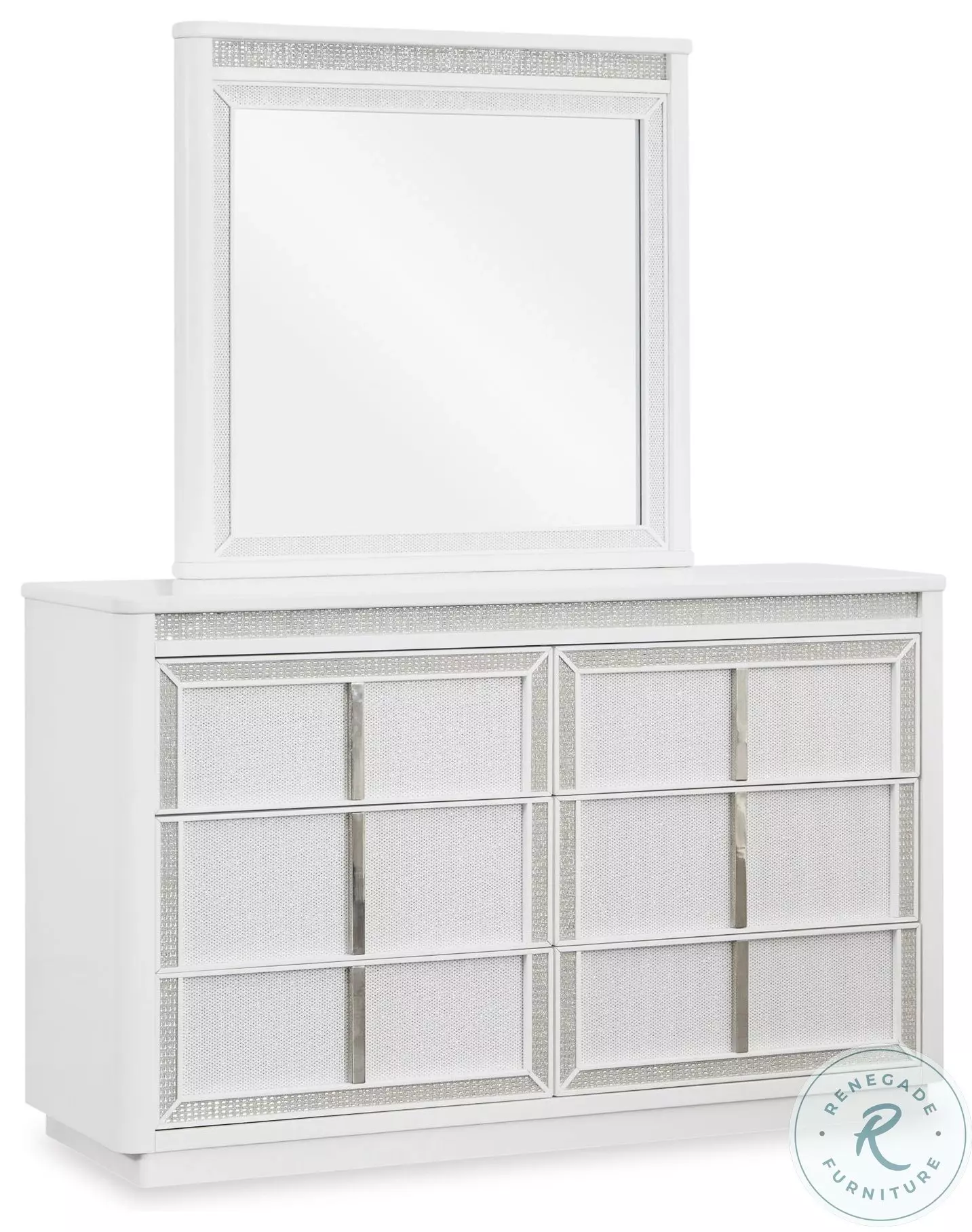 Chalanna White Lacquer Dresser and Mirror From Ashley Furniture