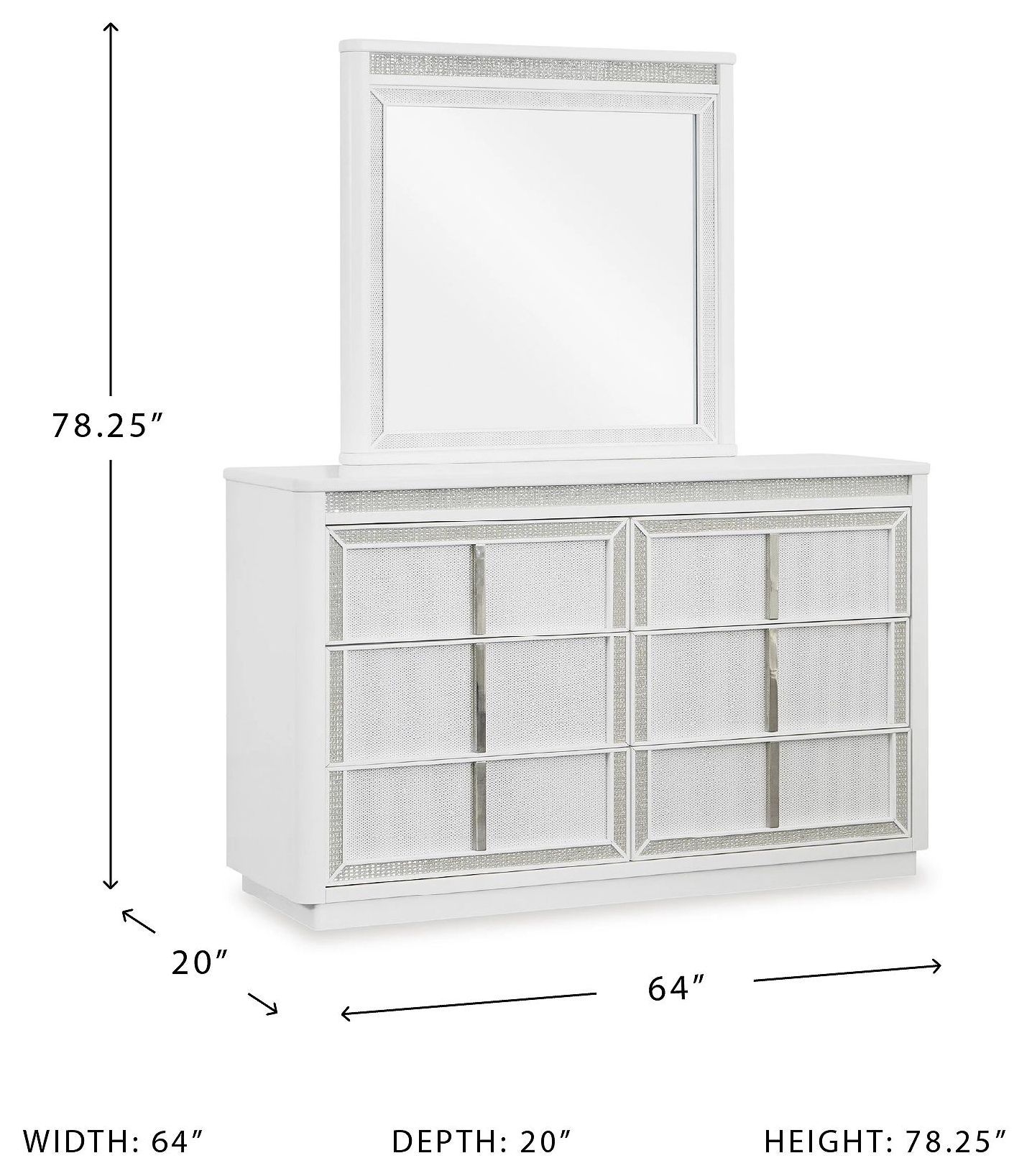 Chalanna White Lacquer Dresser and Mirror