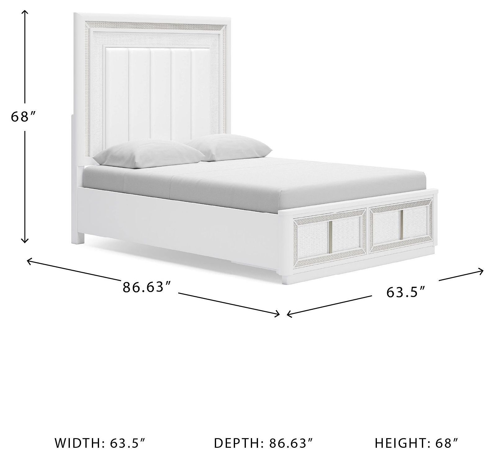 Chalanna White Lacquer Upholstered Panel Storage Bedroom Set from