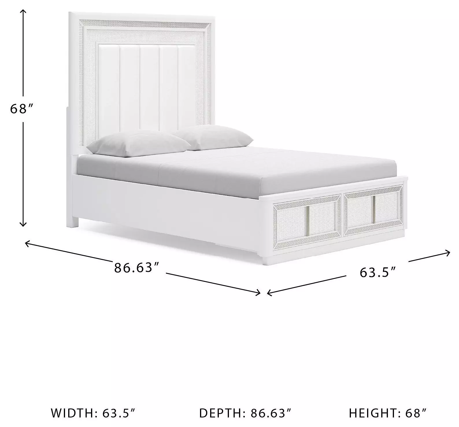 Chalanna White Lacquer Upholstered Panel Storage Bedroom Set from