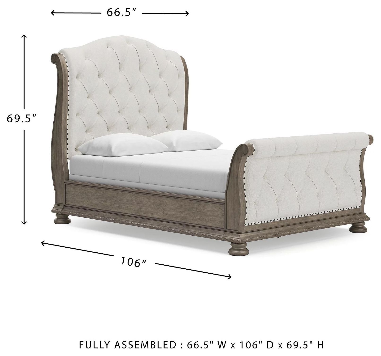 Ardenfield Light Brown And White Queen Upholstered Sleigh Bed
