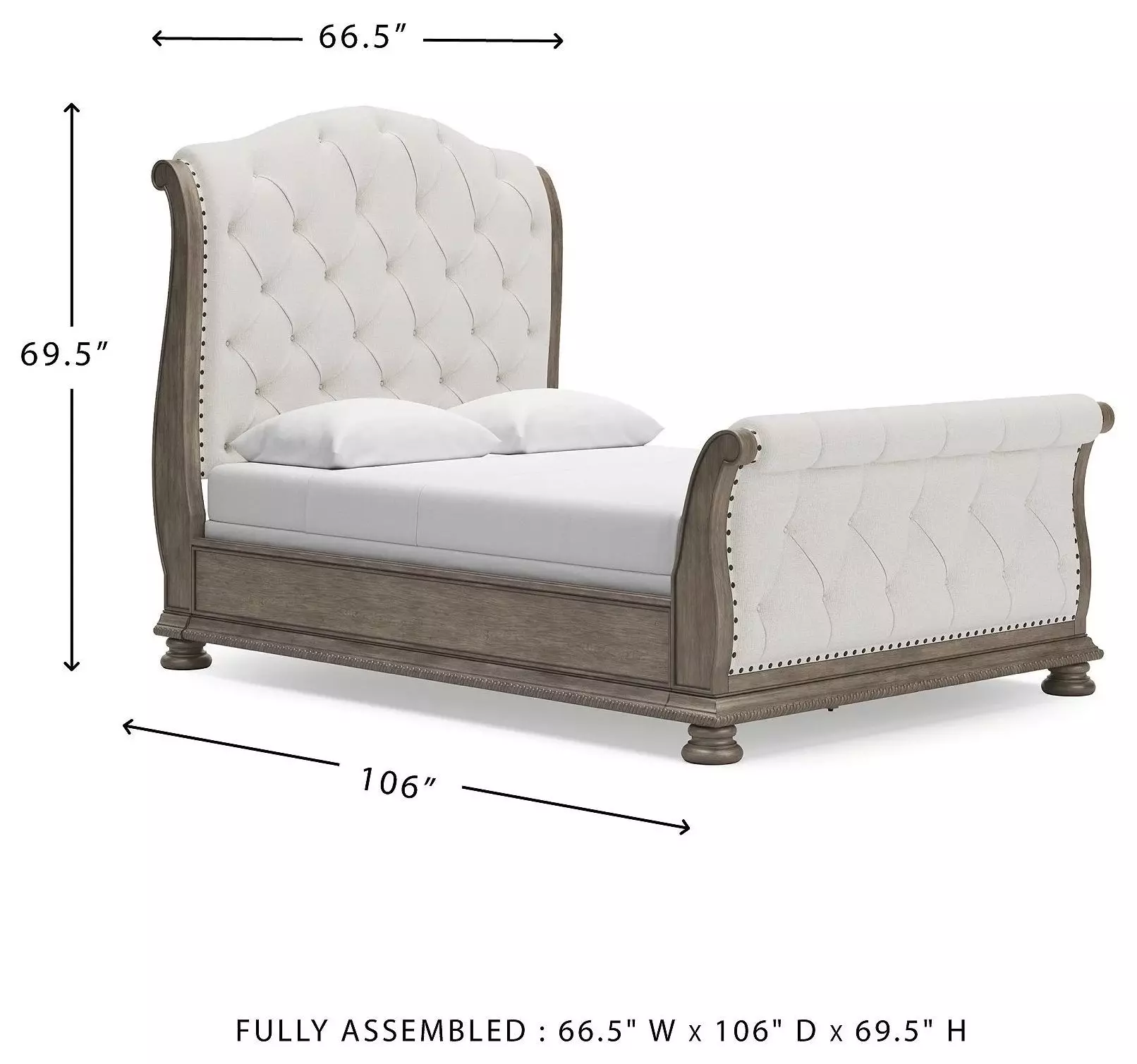 Ardenfield Light Brown And White Queen Upholstered Sleigh Bed