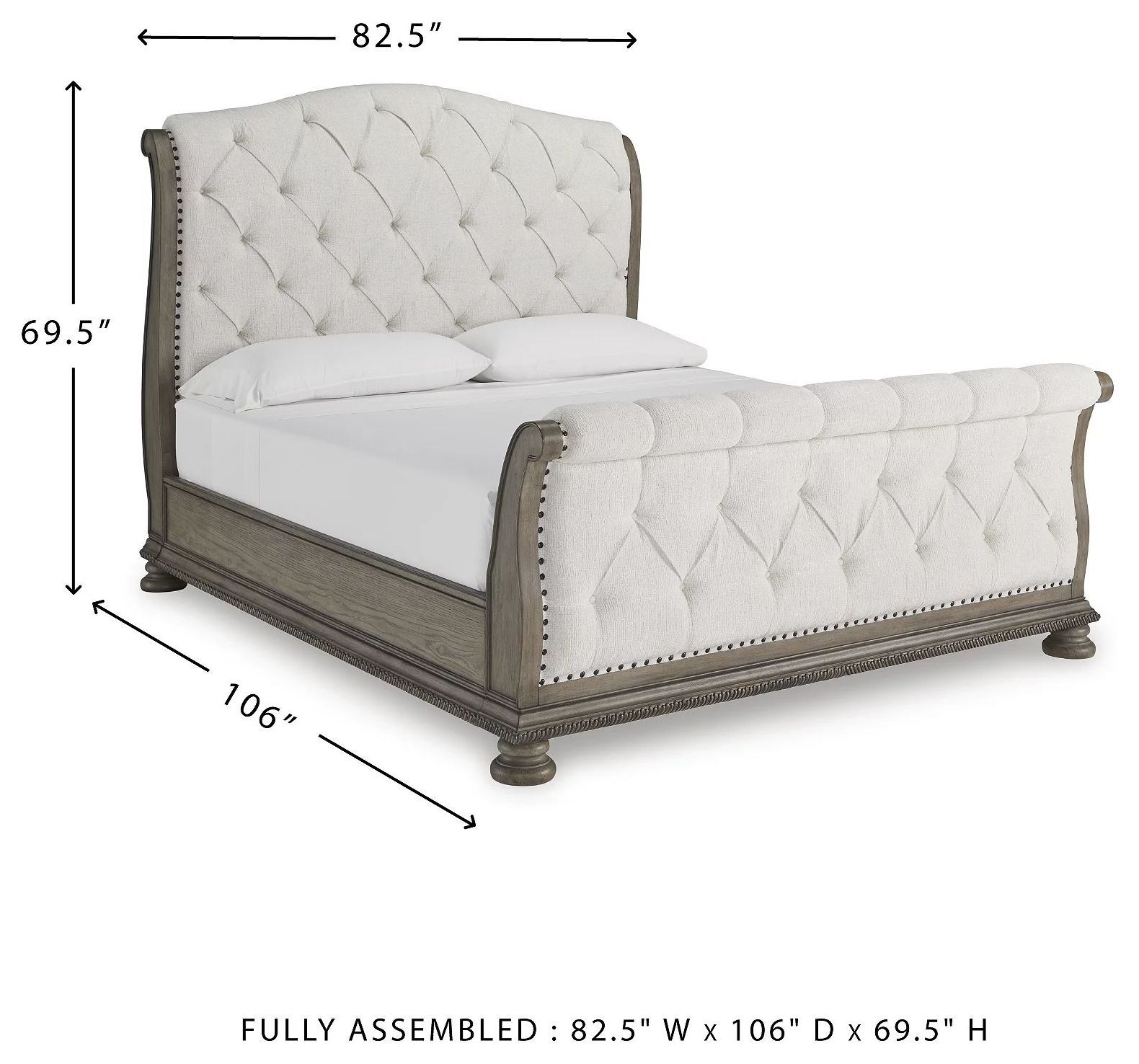 Ardenfield Light Brown And White King Upholstered Sleigh Bed