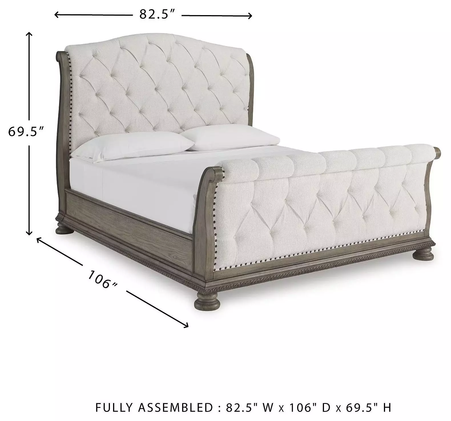 Ardenfield Light Brown And White King Upholstered Sleigh Bed