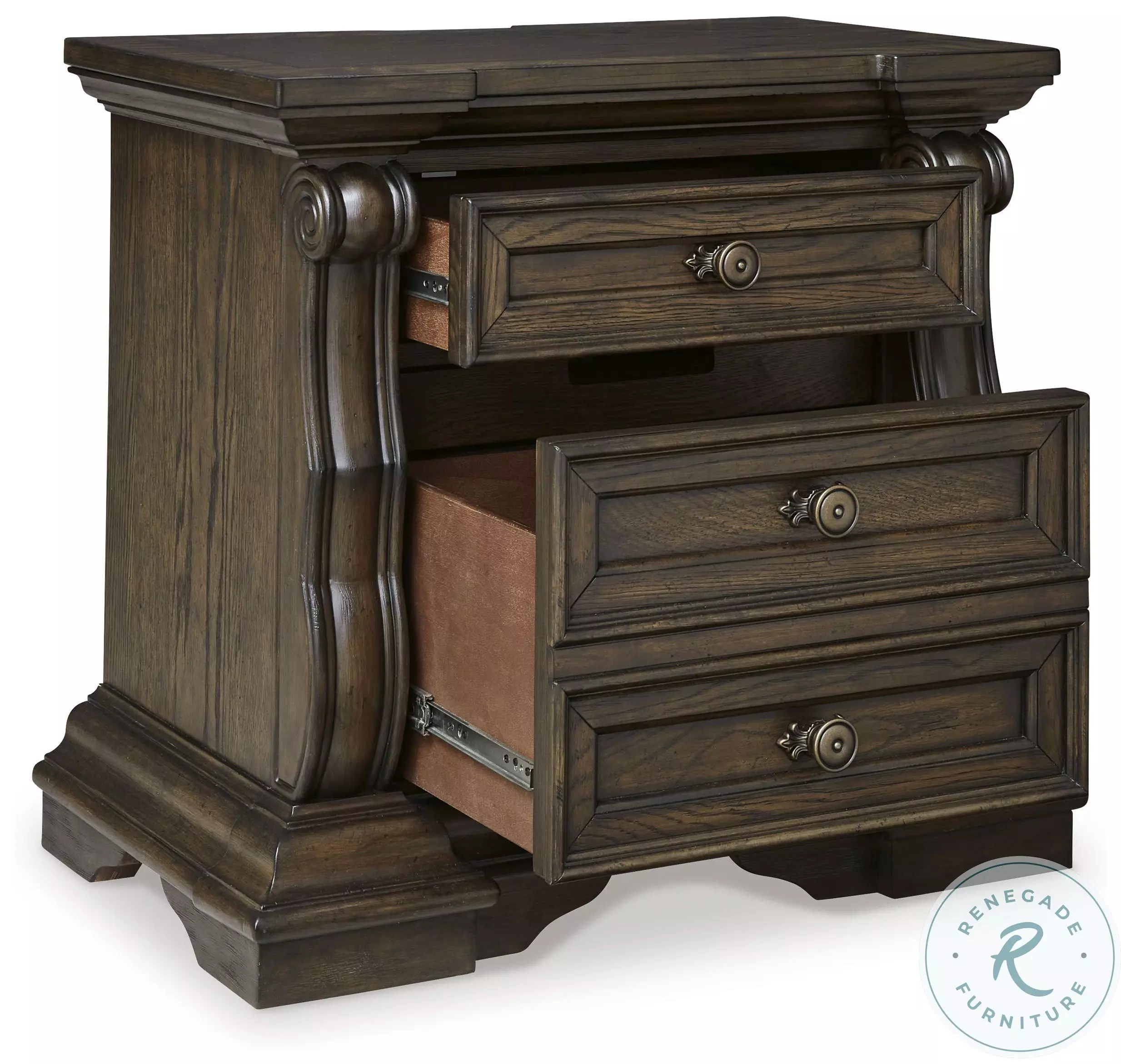 Maylee Dark Brown 3 Drawer Nightstand From Ashley Furniture