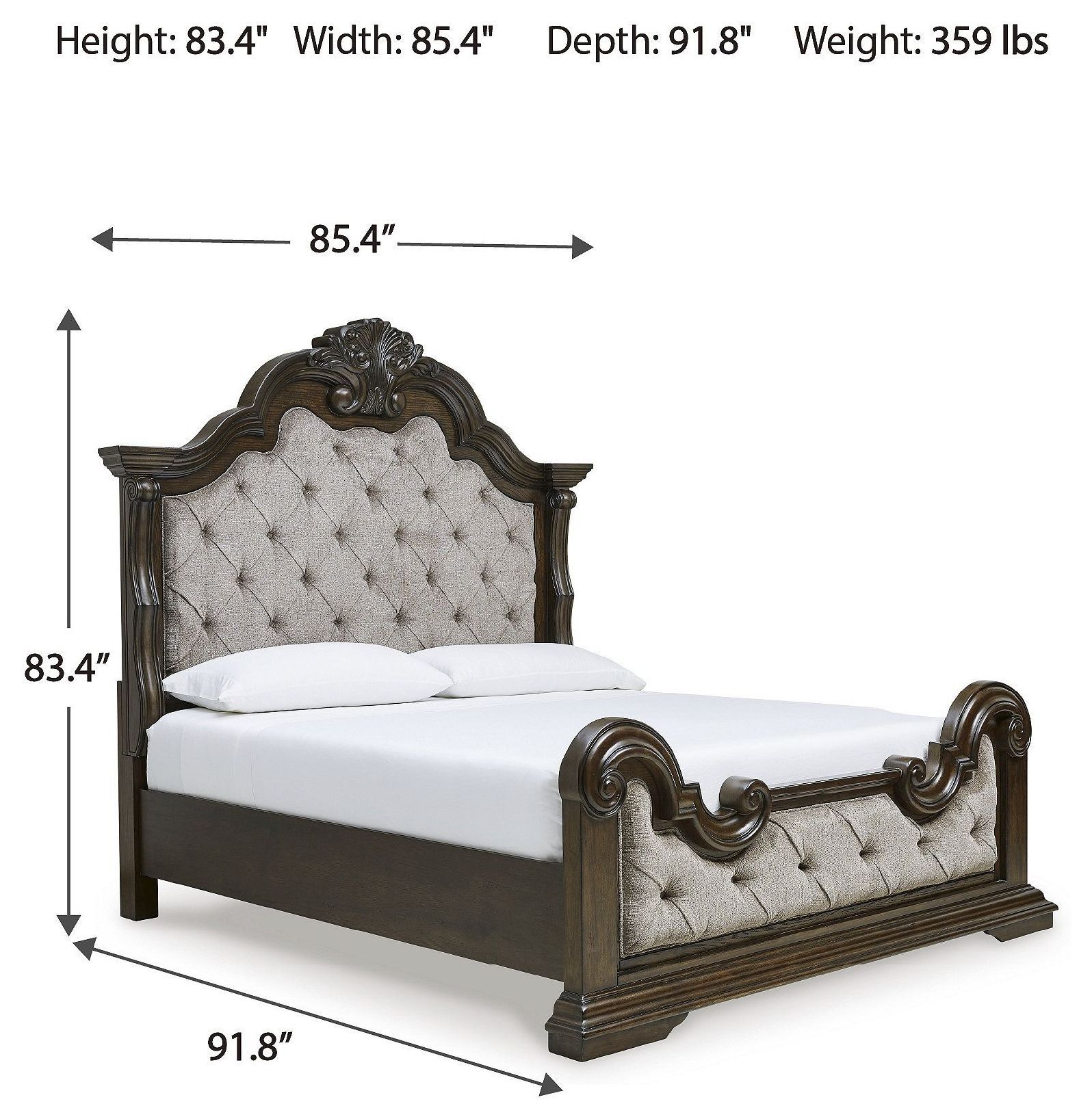 Maylee Dark Brown King Upholstered Panel Bed
